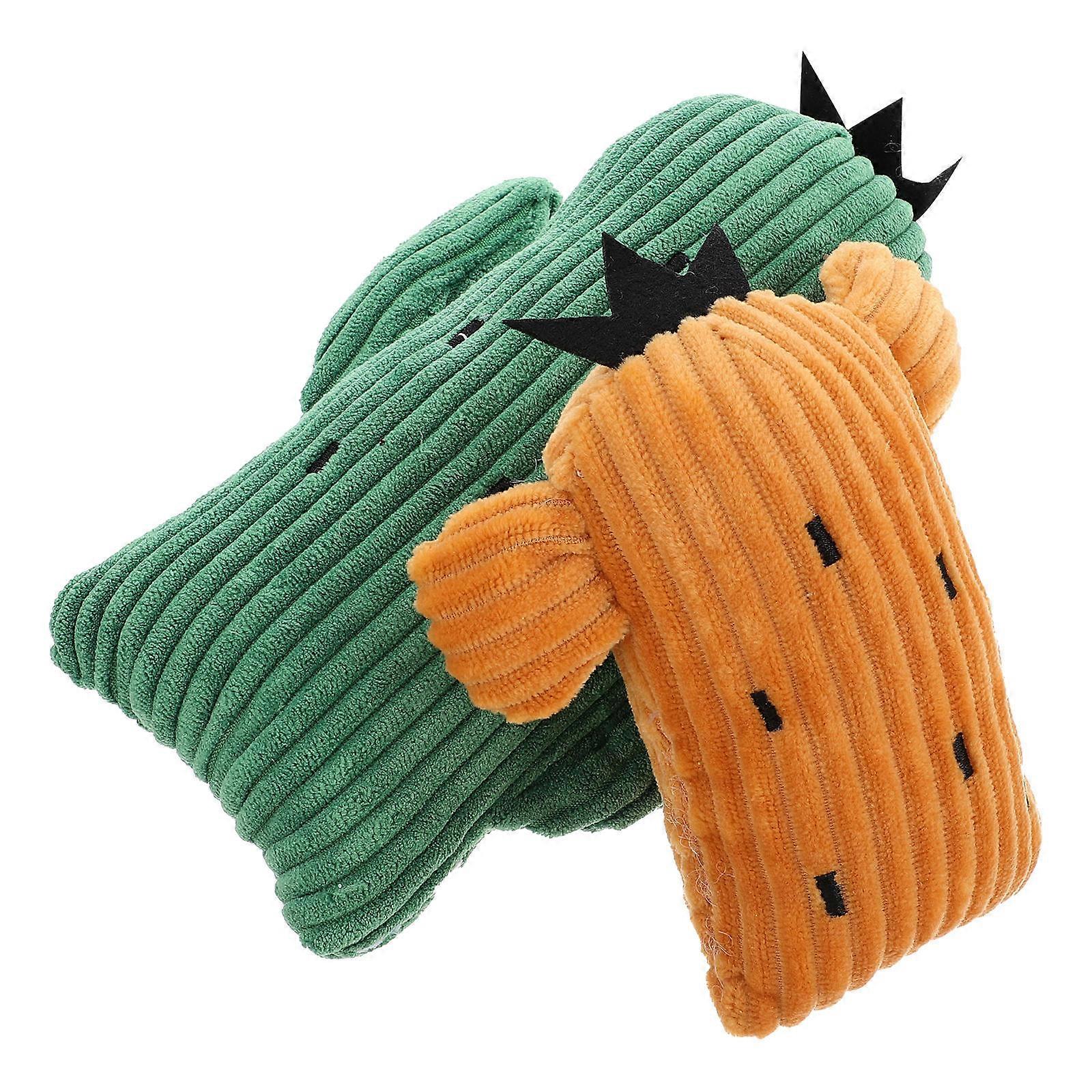 Puppy Toys Cactus Shape Dog Chew Toy Indoor 18x10cm Squeak 2Pcs