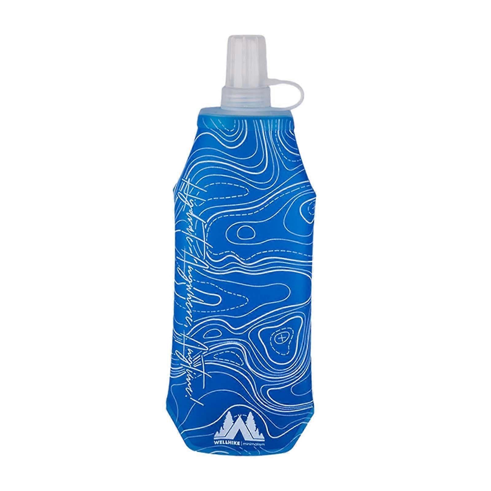 Soft Water Bottle Foldable Bottle, Portable, with Easy Cap Collapsible Bottle for Hydration Packs for Cycling Hiking Camping, Blue
