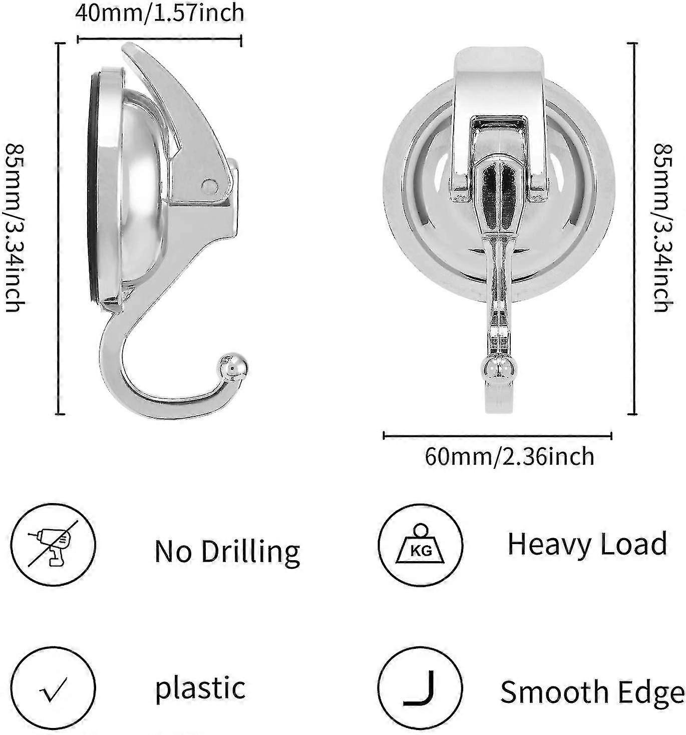 Set of 4 Non-Punching Vacuum Suction Cup Hooks for Hanging Wreaths and More