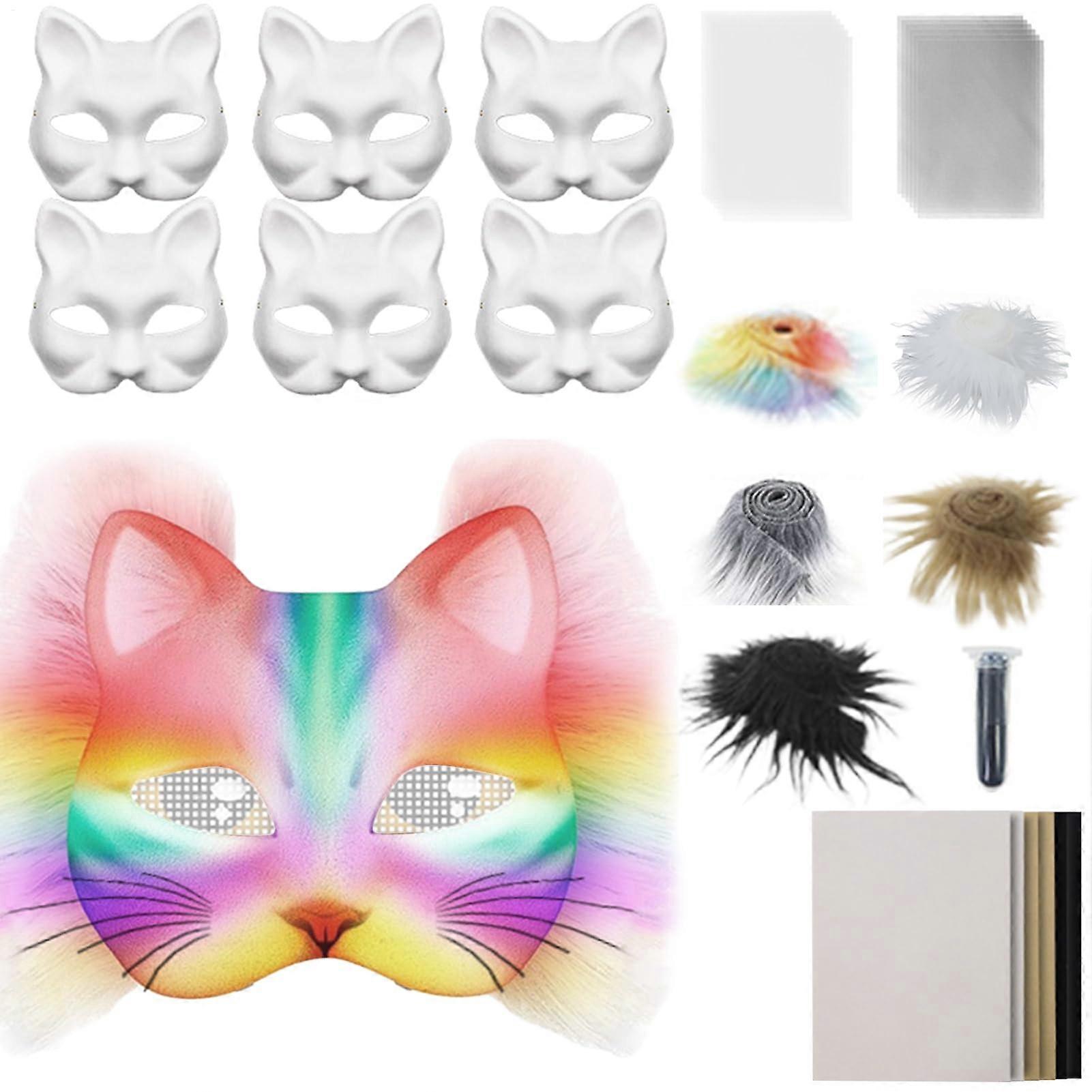 Cat Masque Kit - Stylish Costume Mask Set with Mesh Felt Sheets for Men and Women Themed Parties and Dress-Up Occasions