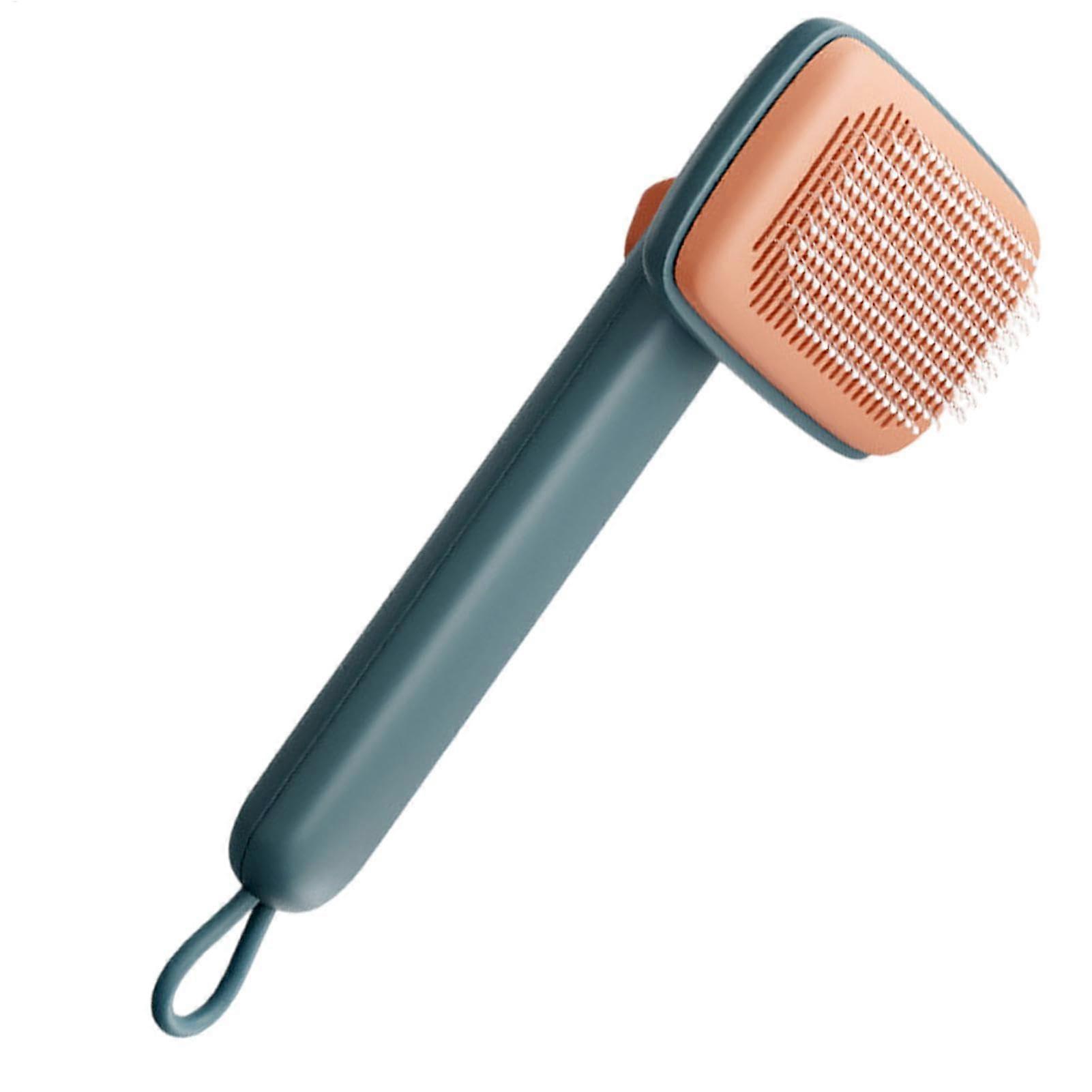 Pet grooming comb for cats – adjustable cordpull design for long and shorthaired pets, green