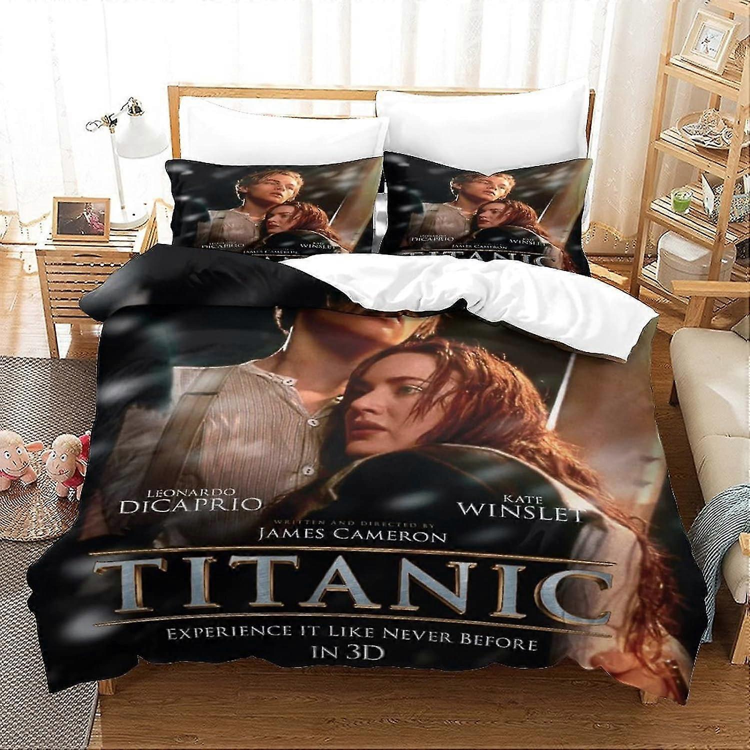 3D Printed Titanic Quilt Cover Duvet Cover Bedding Set Comfortable Motion Picture Pattern Bedding Set With Pillowcases