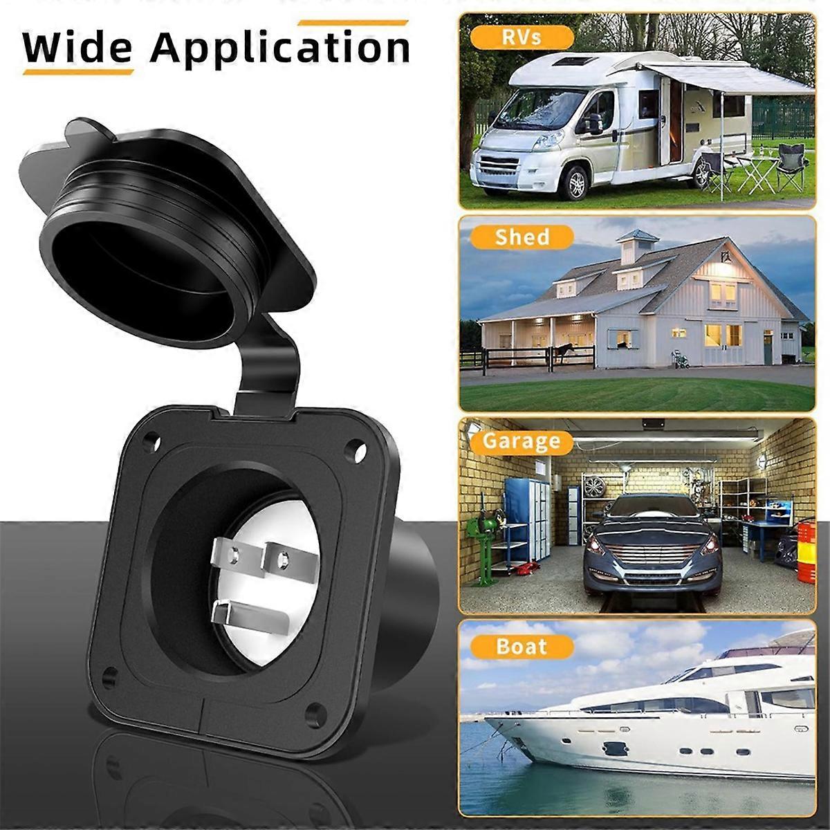 Flanged Inlet ETL 15 Amp RV Plug Receptacle Block Heater Bumper Plug