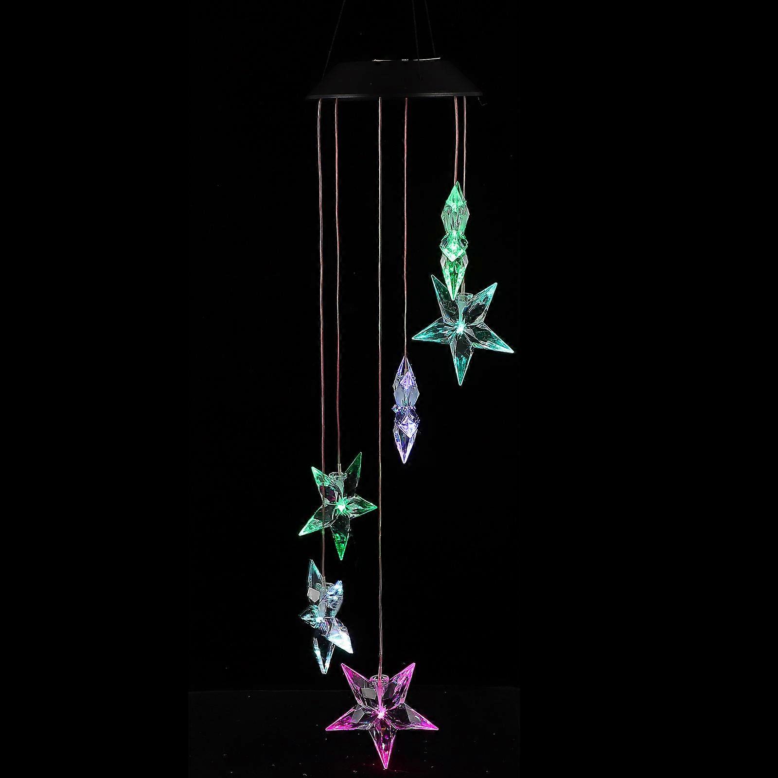 Creative Solar Wind Chime Light Outdoor Hanging LED Garden Decor Star Design Energy Saving Solar Powered for Patios and Relaxation