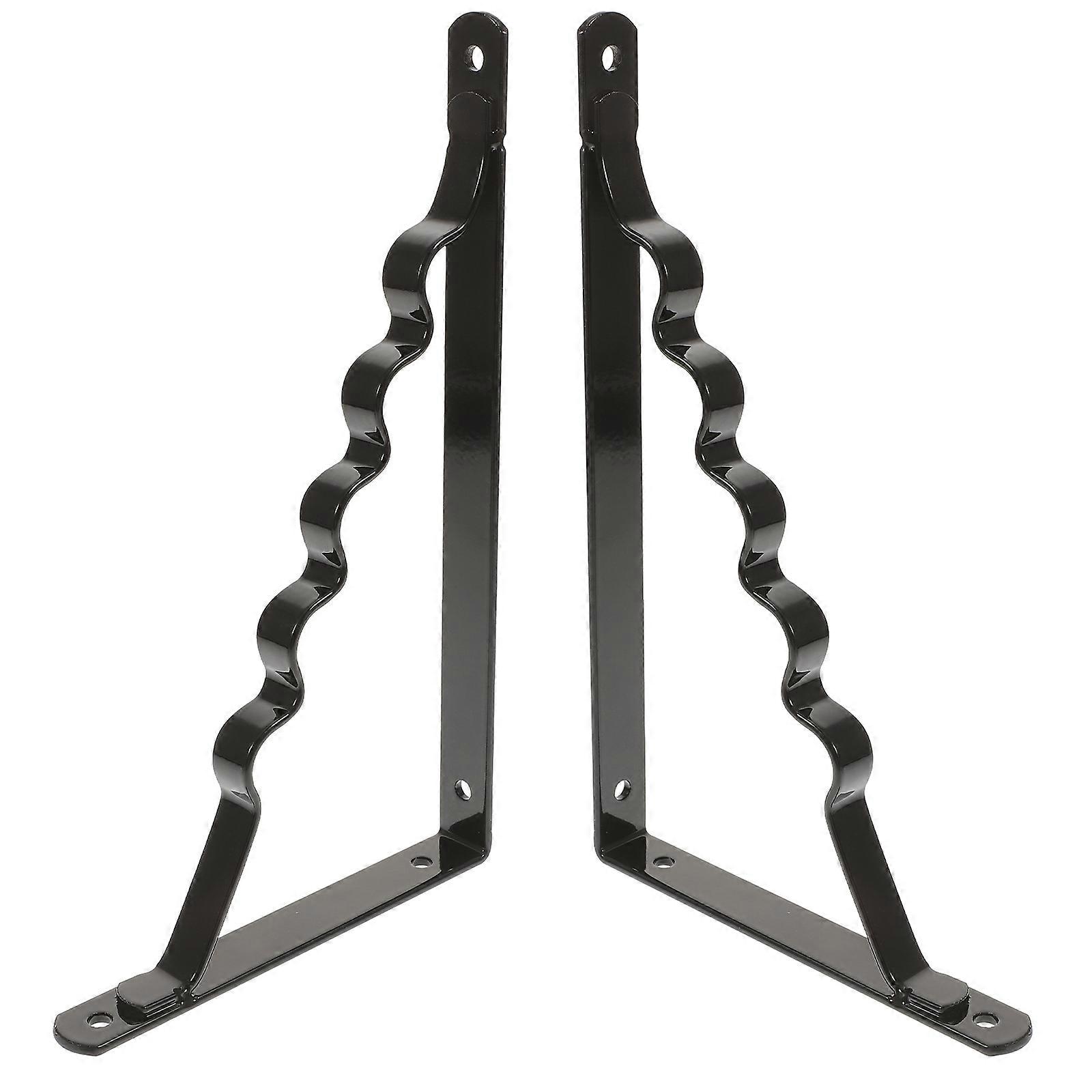Support Bracket Floating Shelf Holder Wall Space Optimization 190x120mm Iron Black 2Pcs