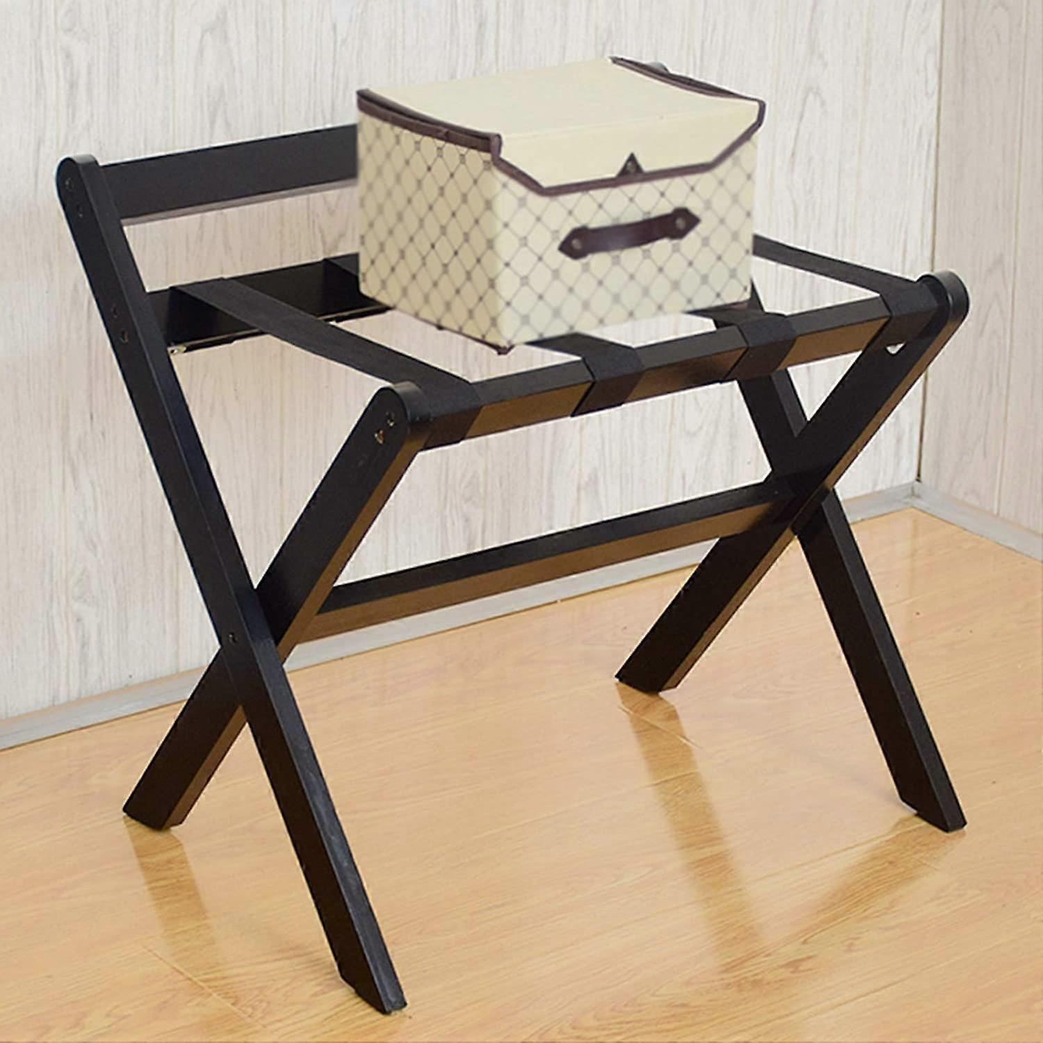 Foldable solid wood storage shelves, bedside table for home, bedroom, black