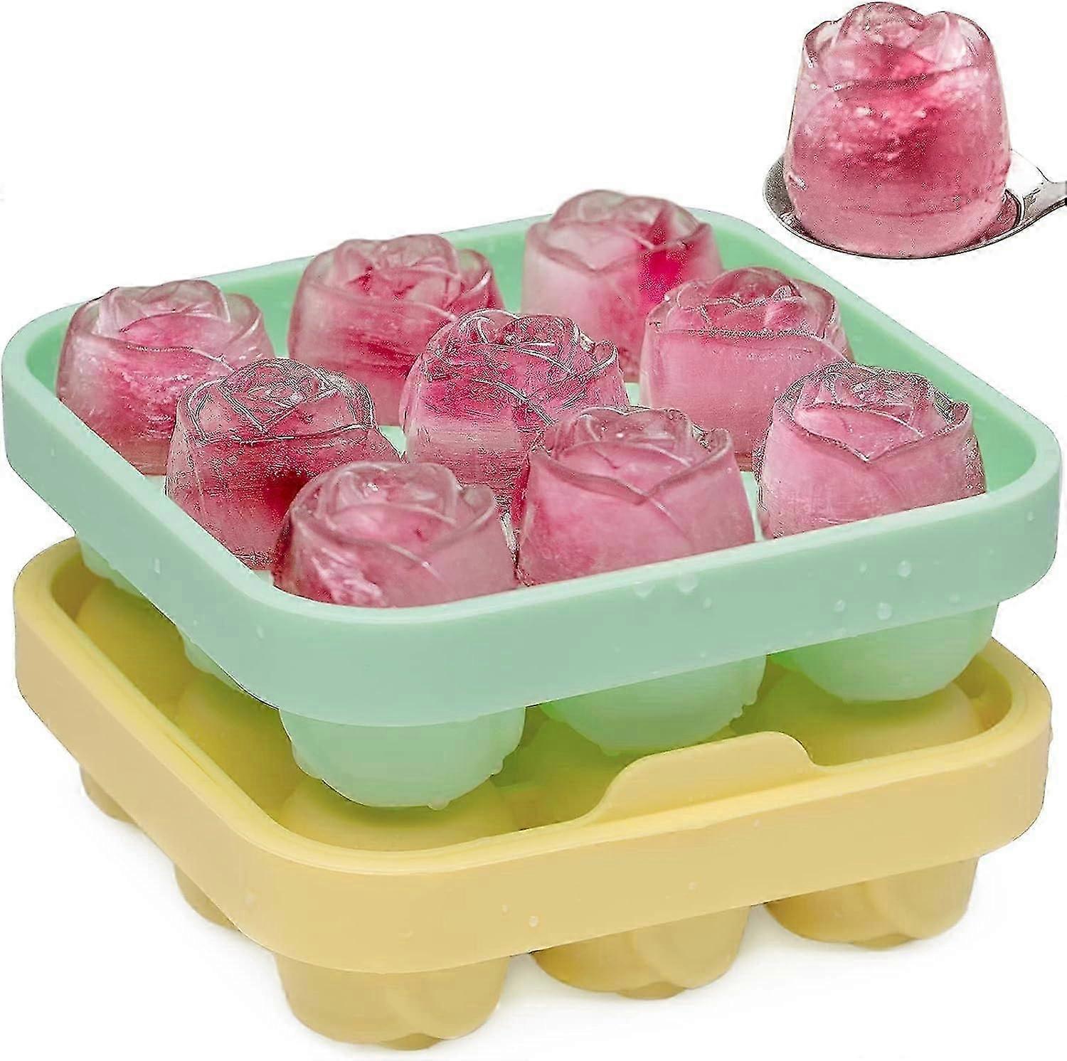 Silicone Ice Cube Tray with Lid and Bin
