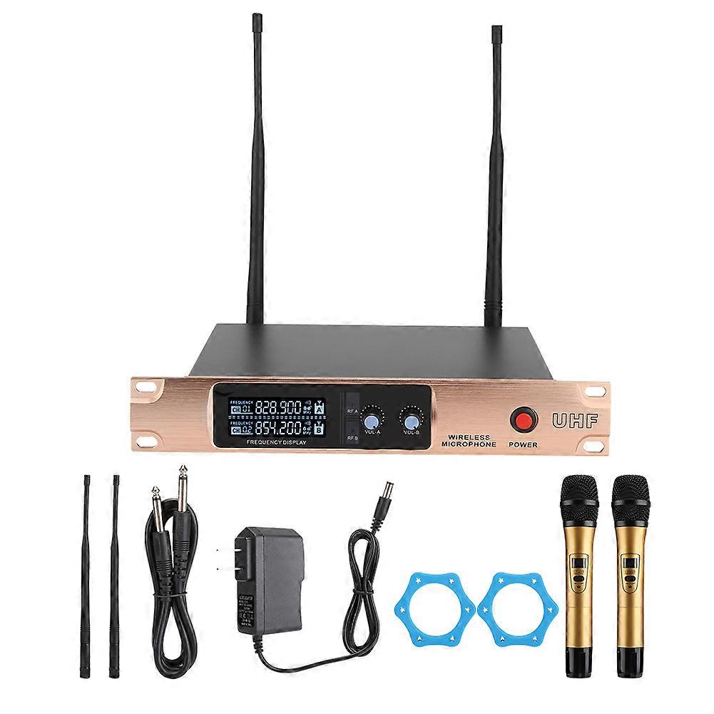UHF Dual Microphone Handheld Professional Wireless Mic for Home Use
