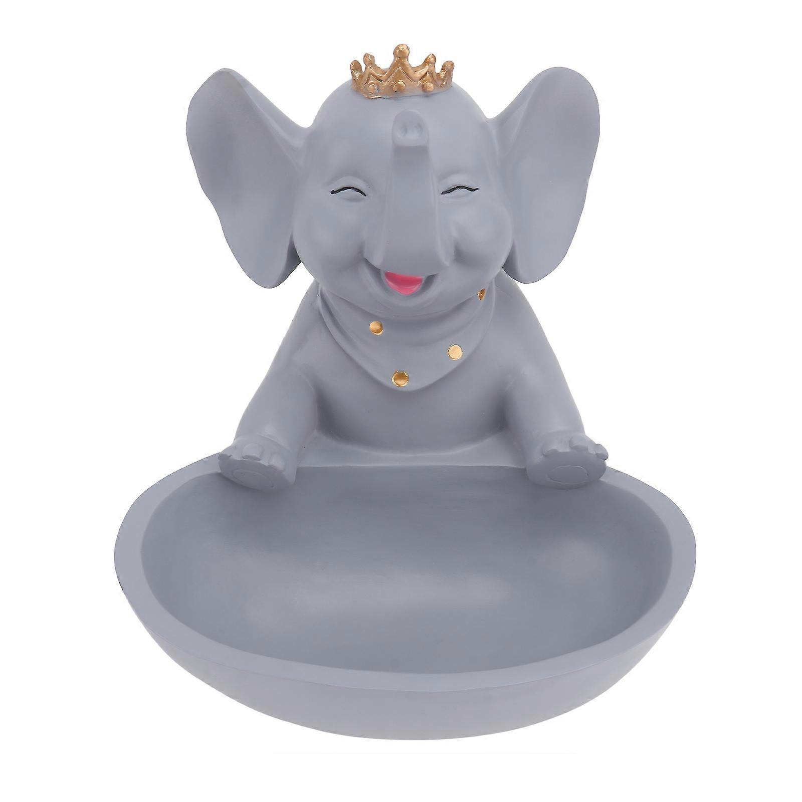 1pc Animal Shaped Storage Box Creative Key Container Home Resin Ornament Gray