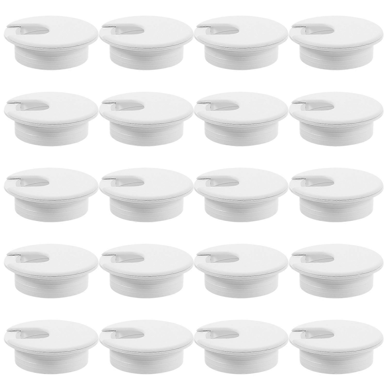 20pcs Round Cable Grommets for Office Desks – Durable Plastic Cord Management Hole Covers with Simple Design for Easy Wire Threading and Organization