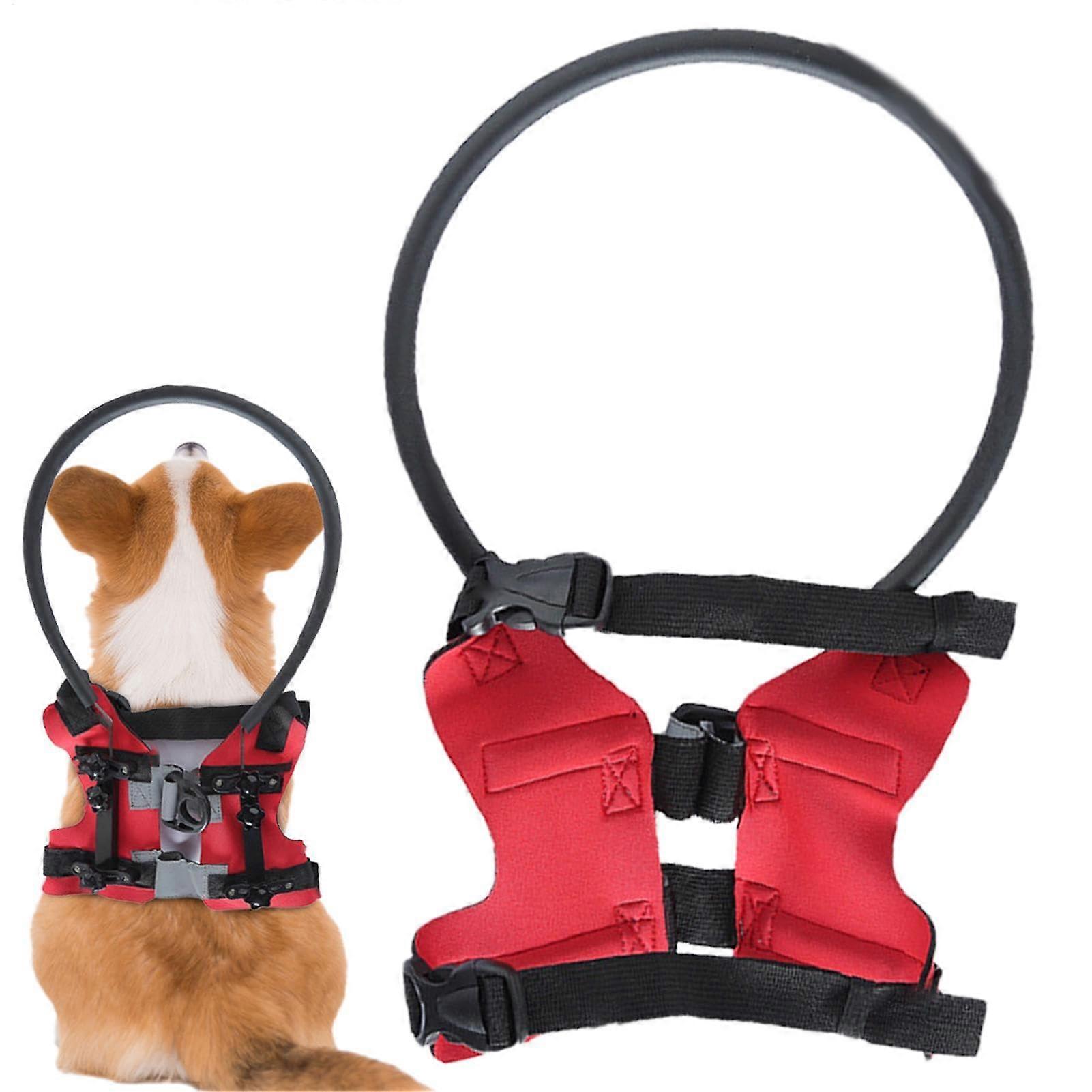 Blind Dog bumper harness Safety Lightweight Adjustable Anticollision rings Red