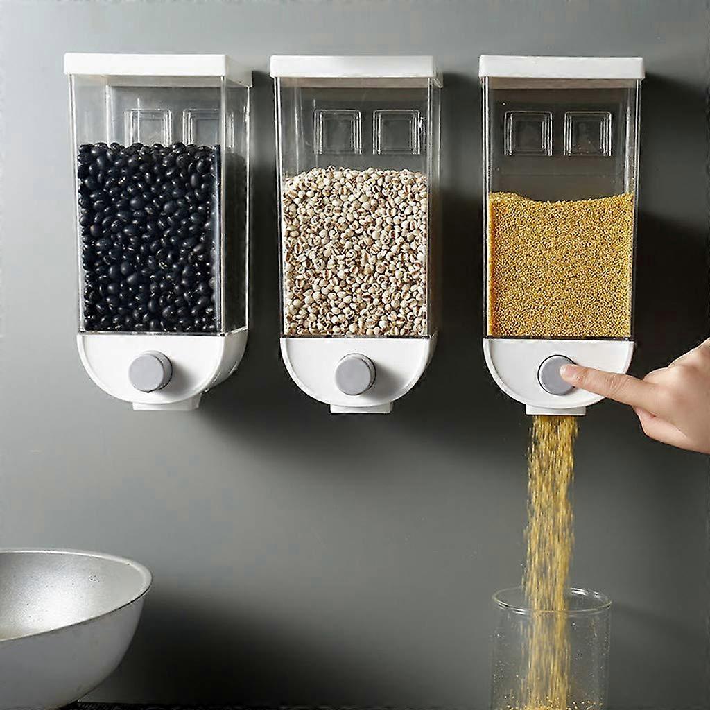 Simply Press Muesli Dispenser, Cereal Dispenser, Wall Mount, Corn Flakes And Sweets, 1,000 ml or 1,500 ml White 1000 ml.