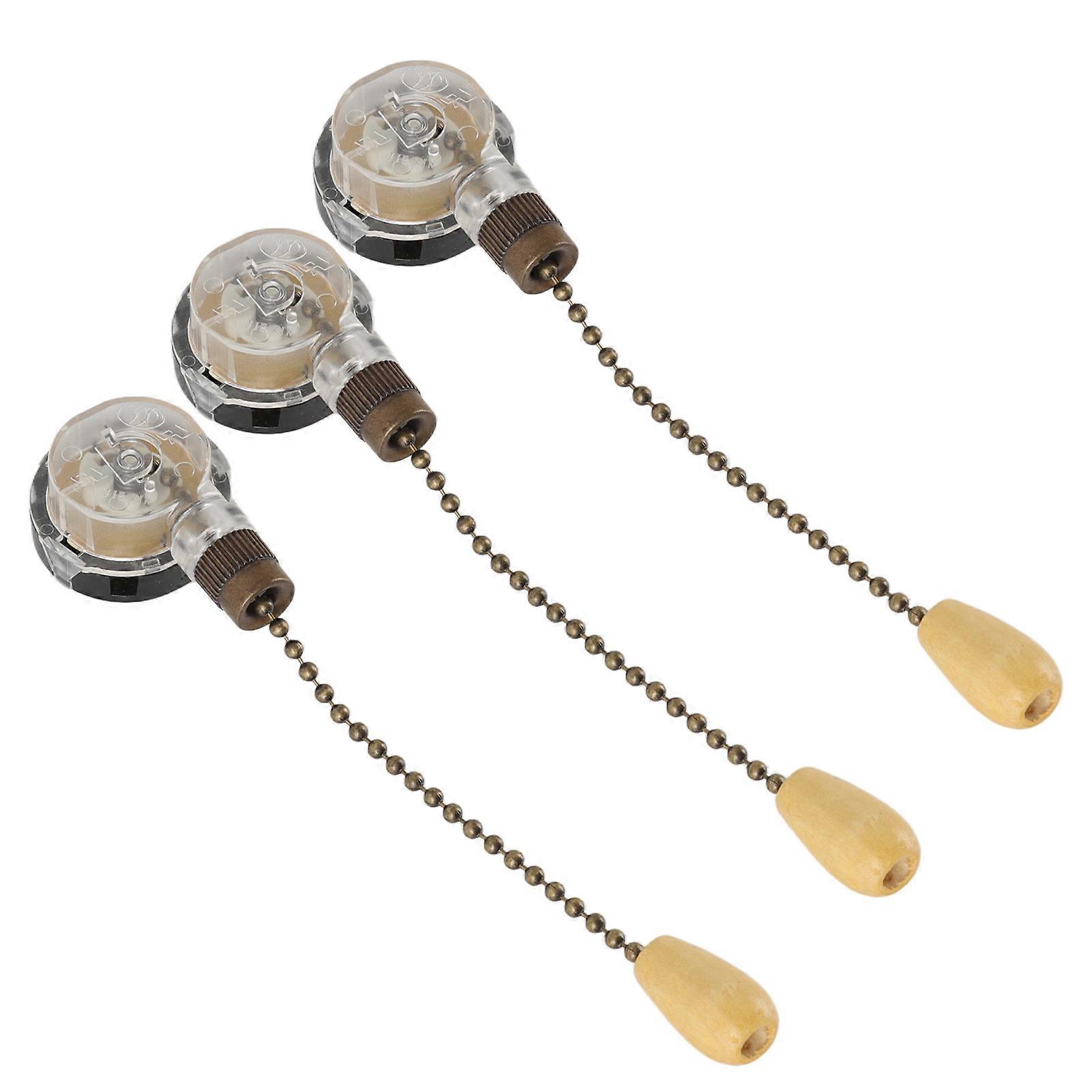 3Pcs Ceiling Fan Lamp Switch Rustproof Replacement Ceiling Light Pull Chain Switch