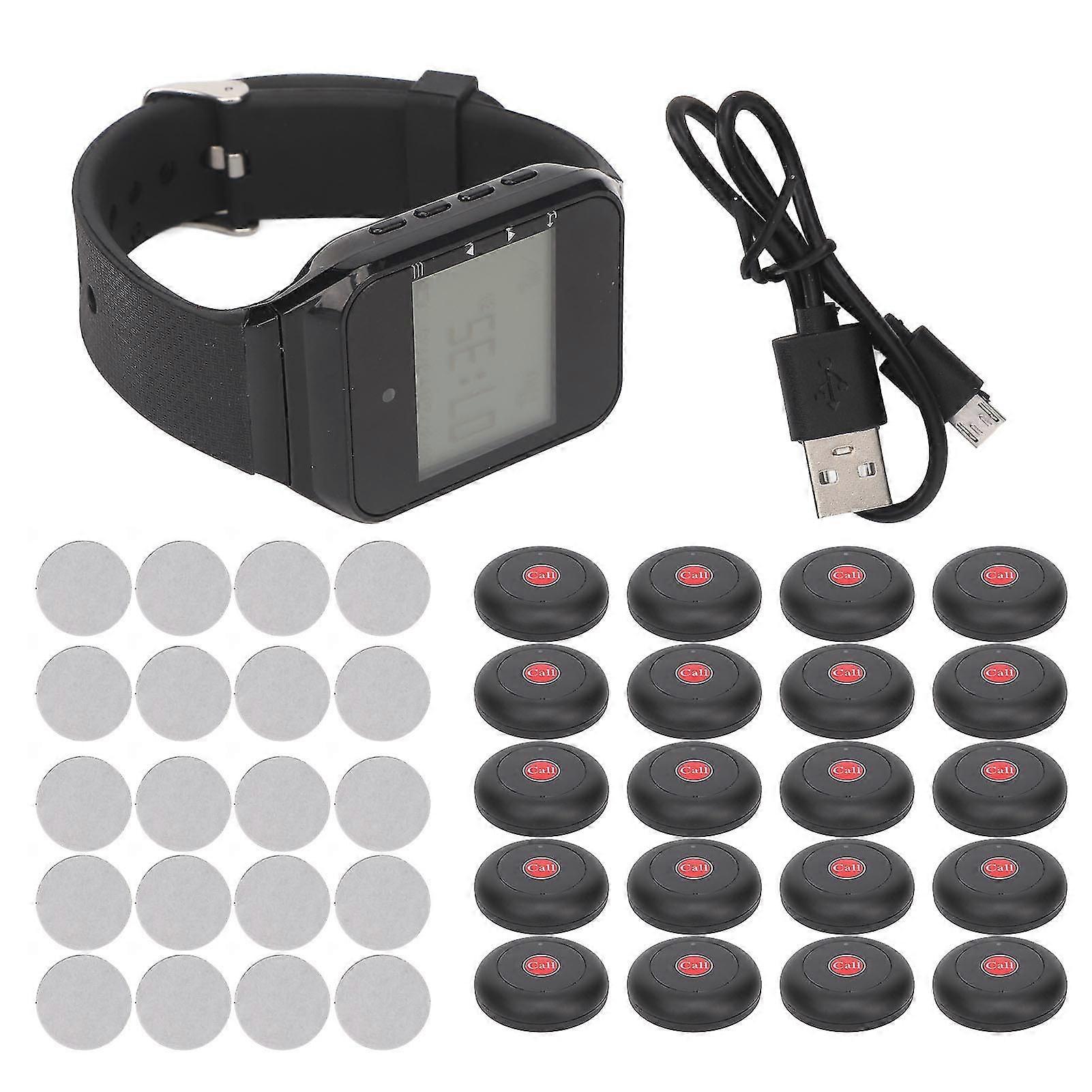 Wireless Watch Pager 1 Watch Receiver 20 Pagers Wireless Calling System for Hotel Restaurant Workshop