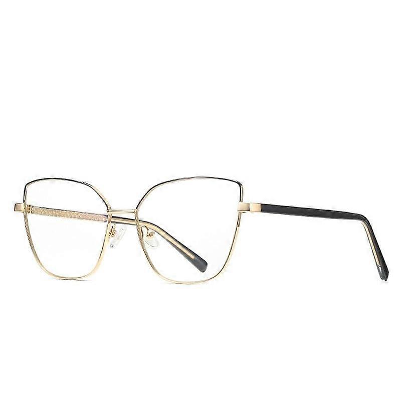 Oversized Reading Glasses Women AntiGlare Computer Reader Cat Eye Blue Light Blocking Flat Light Mirror 0.00 Gold
