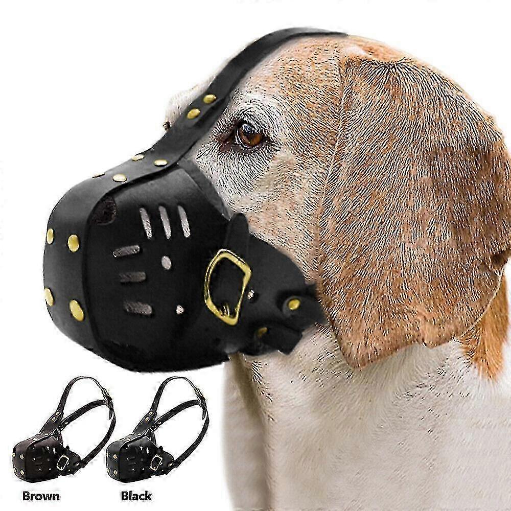 Adjustable Leather Dog Muzzle for Anti-Barking, Biting & Chewing - Comfortable Fit for Boxers and Other Breeds