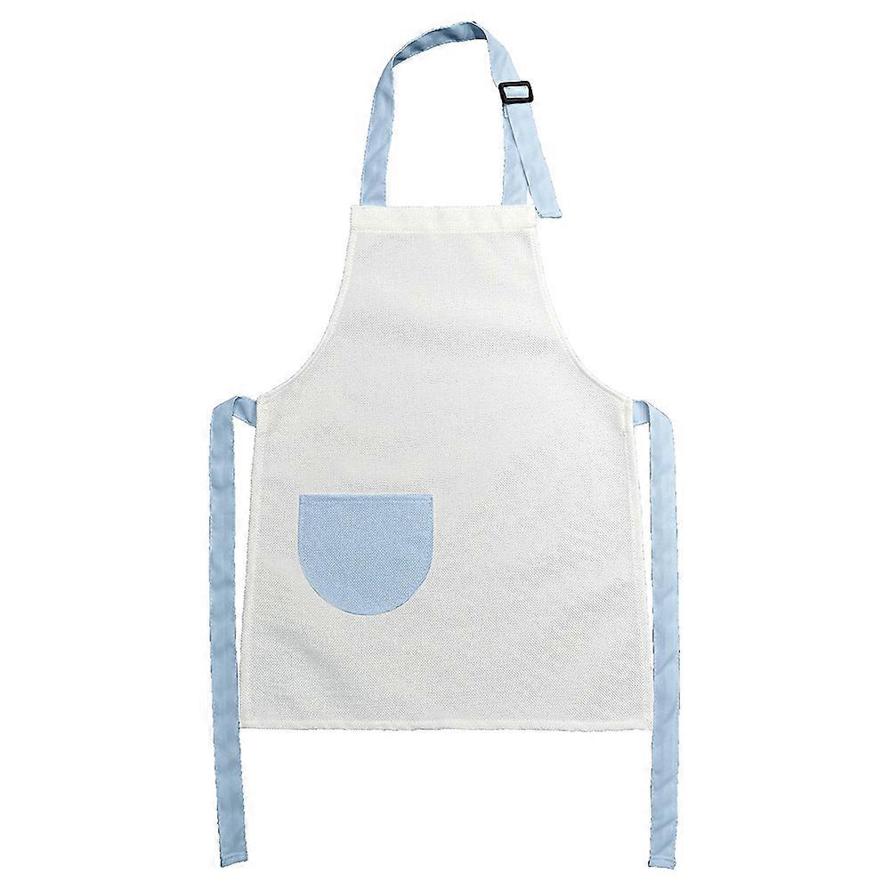 HG Blue 47*36CM cute pocket adjustable 's apron cotton and linen 's painting and playing apron