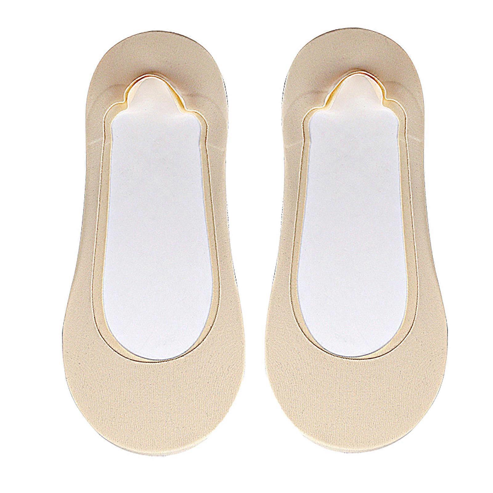 Low Cut Liner Socks Women Ultra Low No Show Non Slip Soft Sponge Shock Absorption Pressure Relief Beige