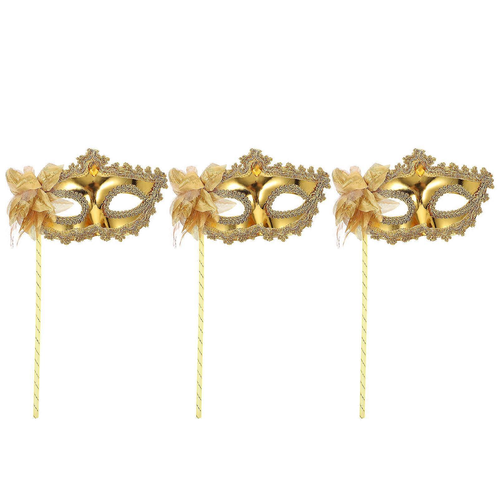 Creative Costume Mask Women Masquerade Hand Held 3Pcs Pack