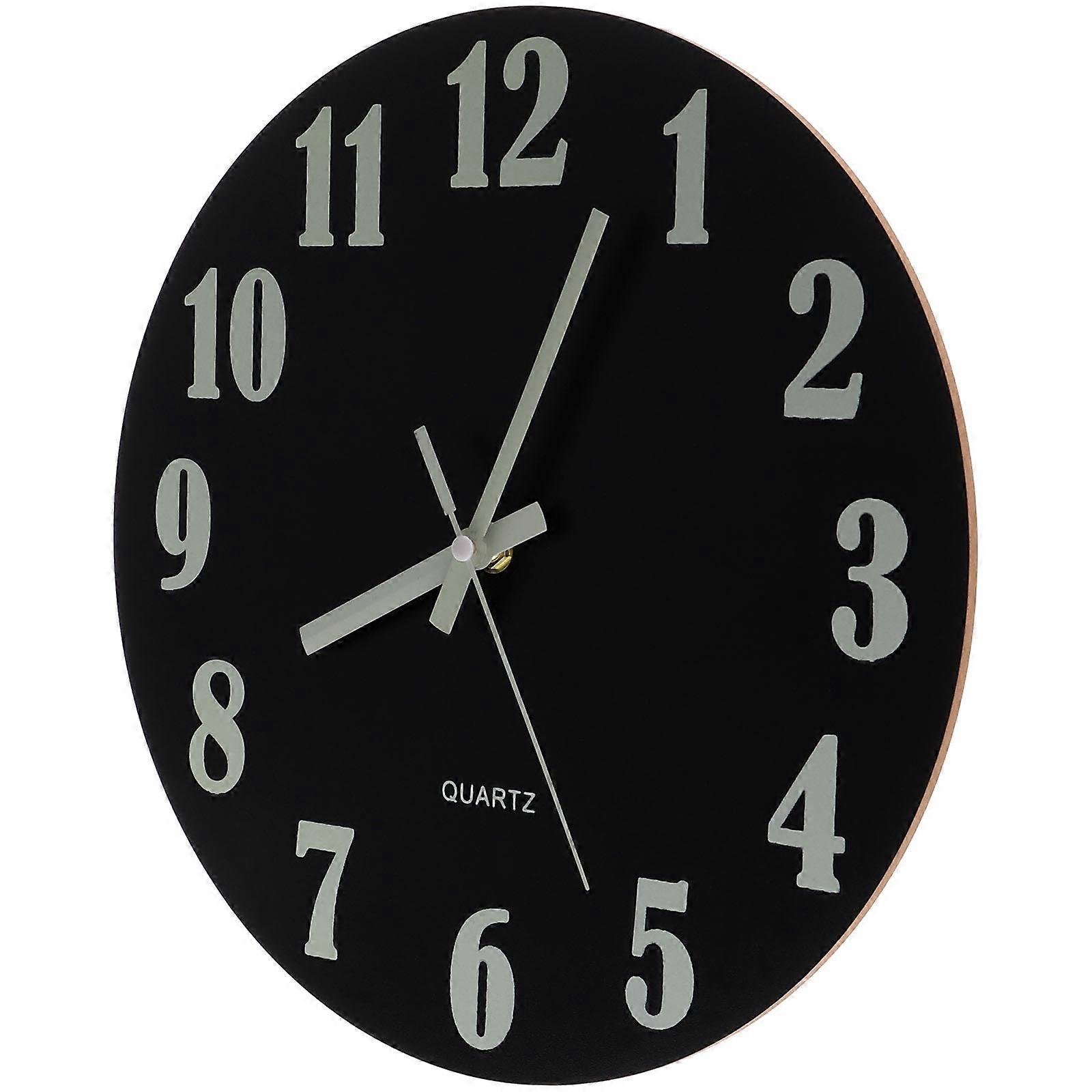 Creative Silent Luminous Wall Clock for Decoration with Nightlight Function in Black Timber 12.5