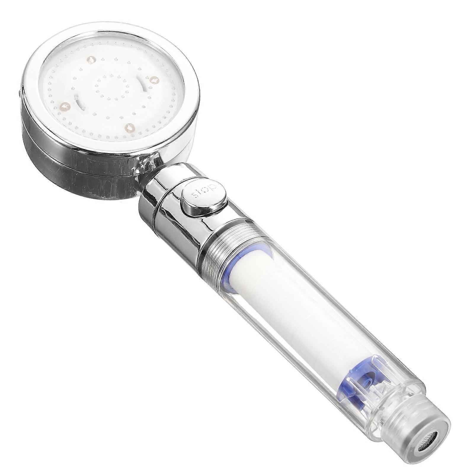 Compact Size Handheld Bath Shower Head Filter Water Saving Led Lighting Easy Installation 1Pcs