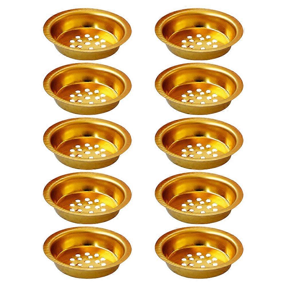 Golden Iron Charcoal Burner Tray with Exotic Middle Eastern Design for Home Use and Incense Burning 10pcs Set