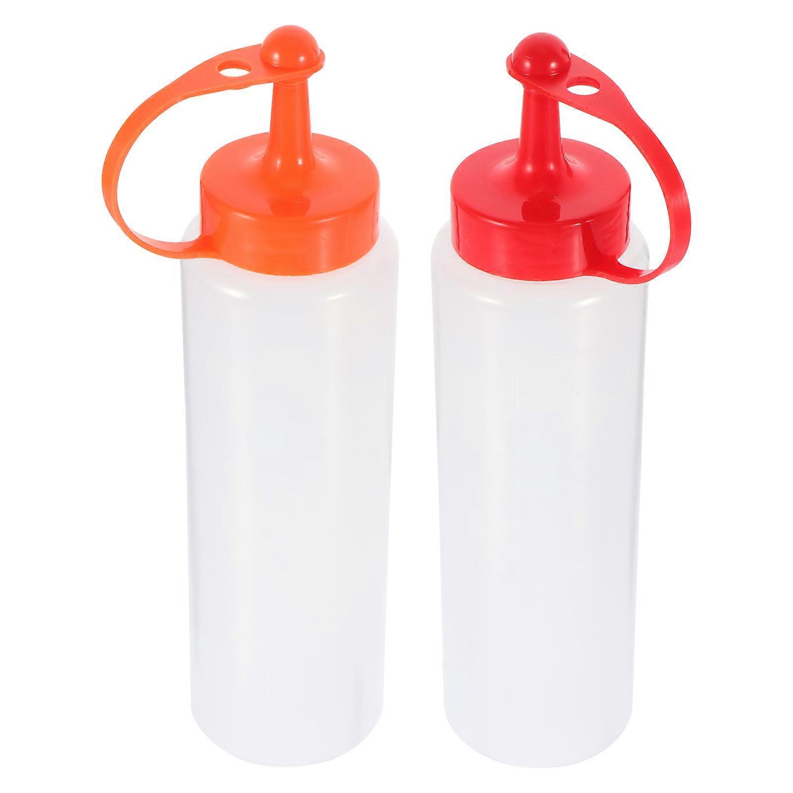 Sauce Squeezing Bottles with Tight Lids for Storage Made of PE Transparent Very Practical 2pcs