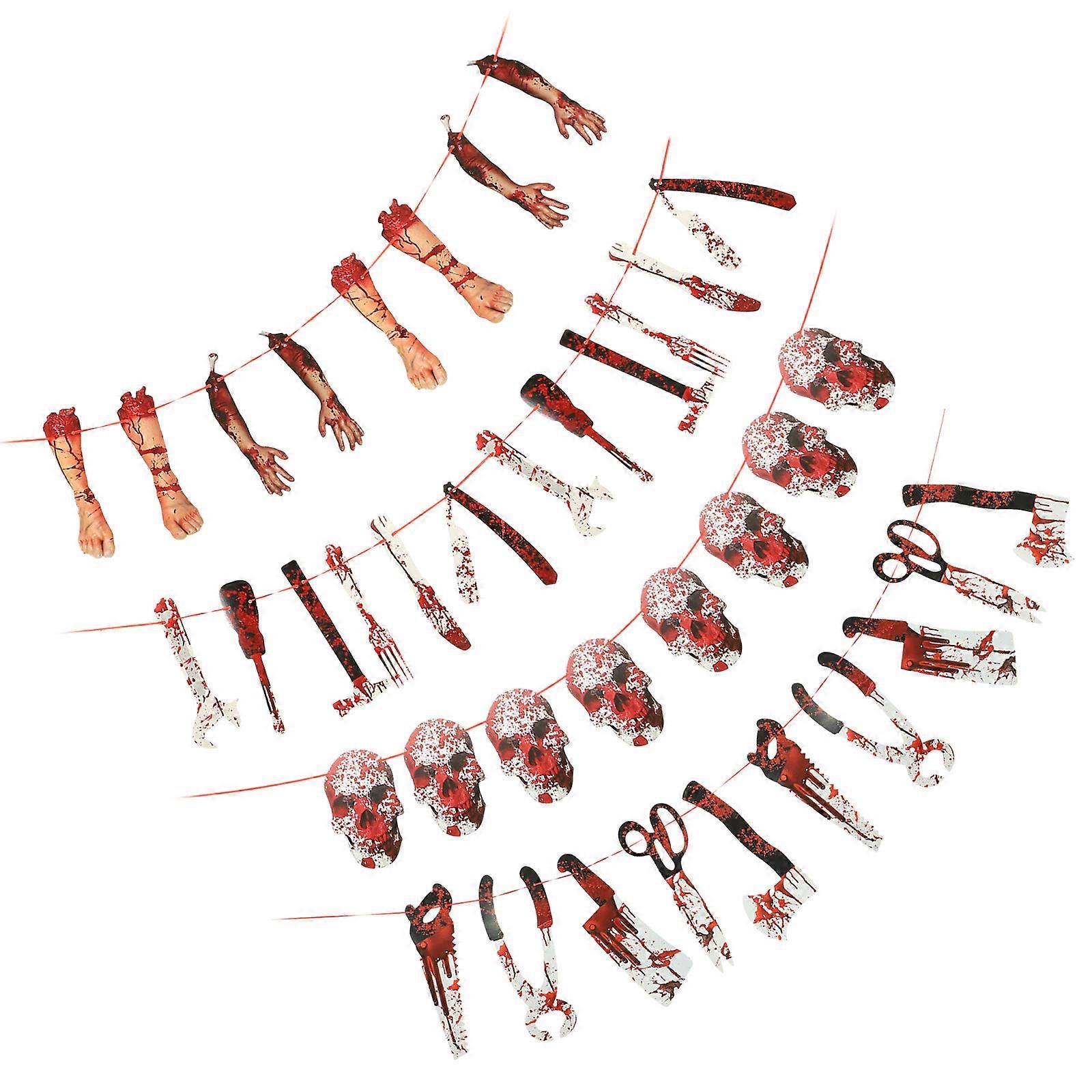 Assorted Color Halloween Banner for Party Decor Paper String Flags for Indoor and Outdoor Use 4 Sets