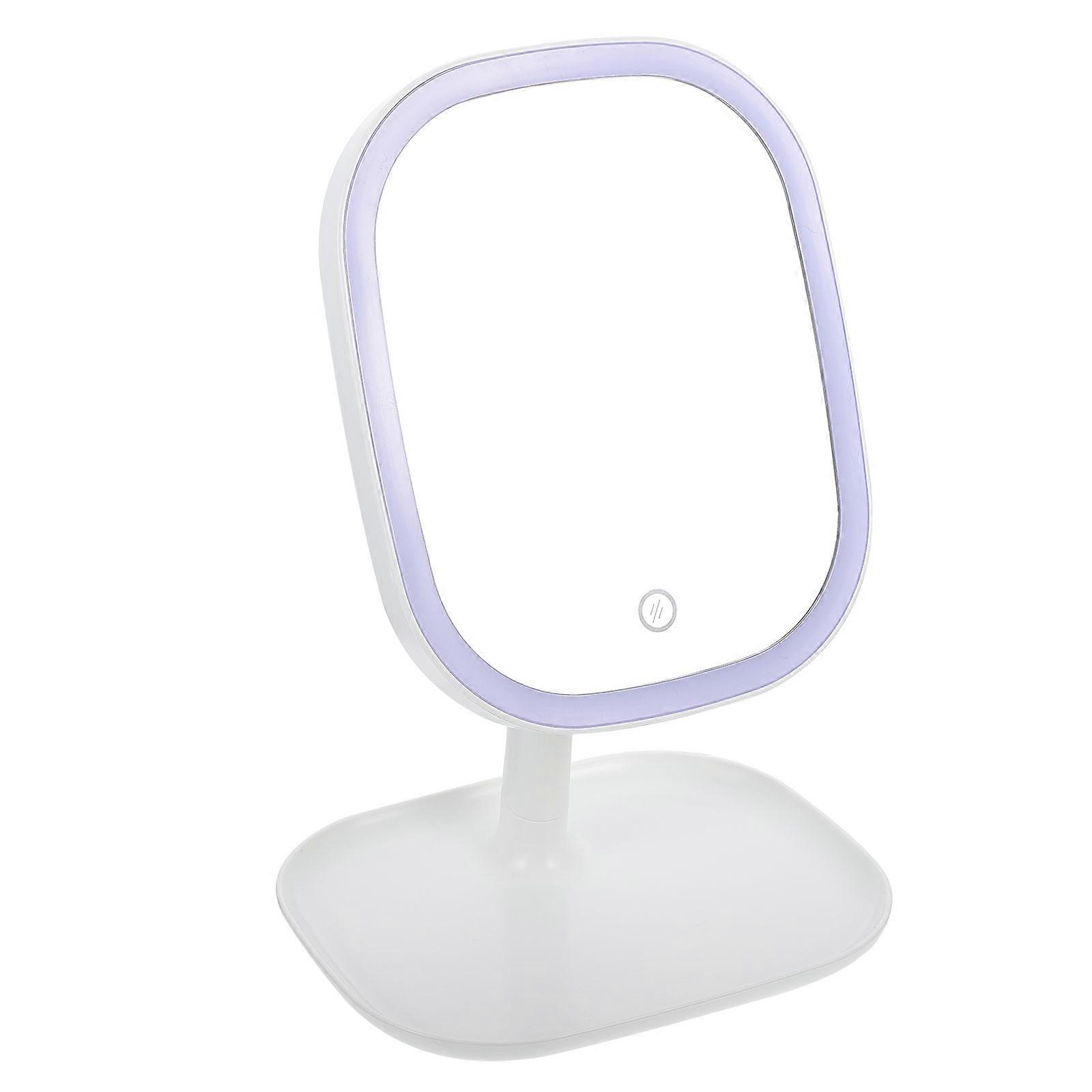 Vanity Mirror With Led Lights Desktop Makeup Mirror Warm Color Daily Dressing Fine Workmanship 30x20cm Abs Elegant Style 1Set