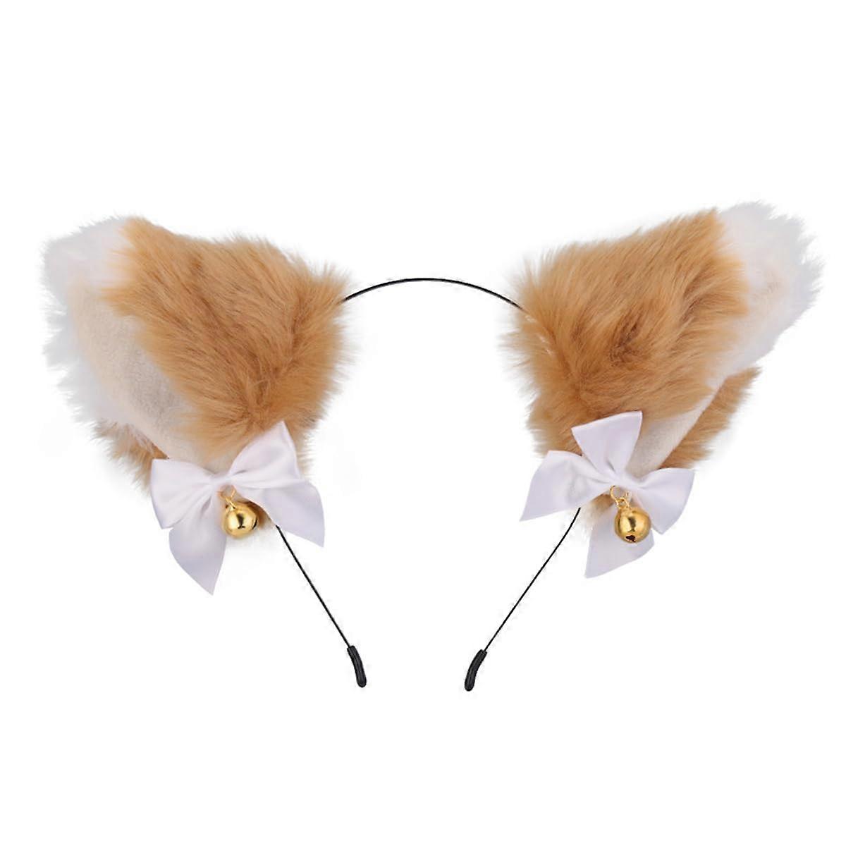 Plush Fox Ears Headband Cosplay Fur Cat Ears for Children Adults Brown