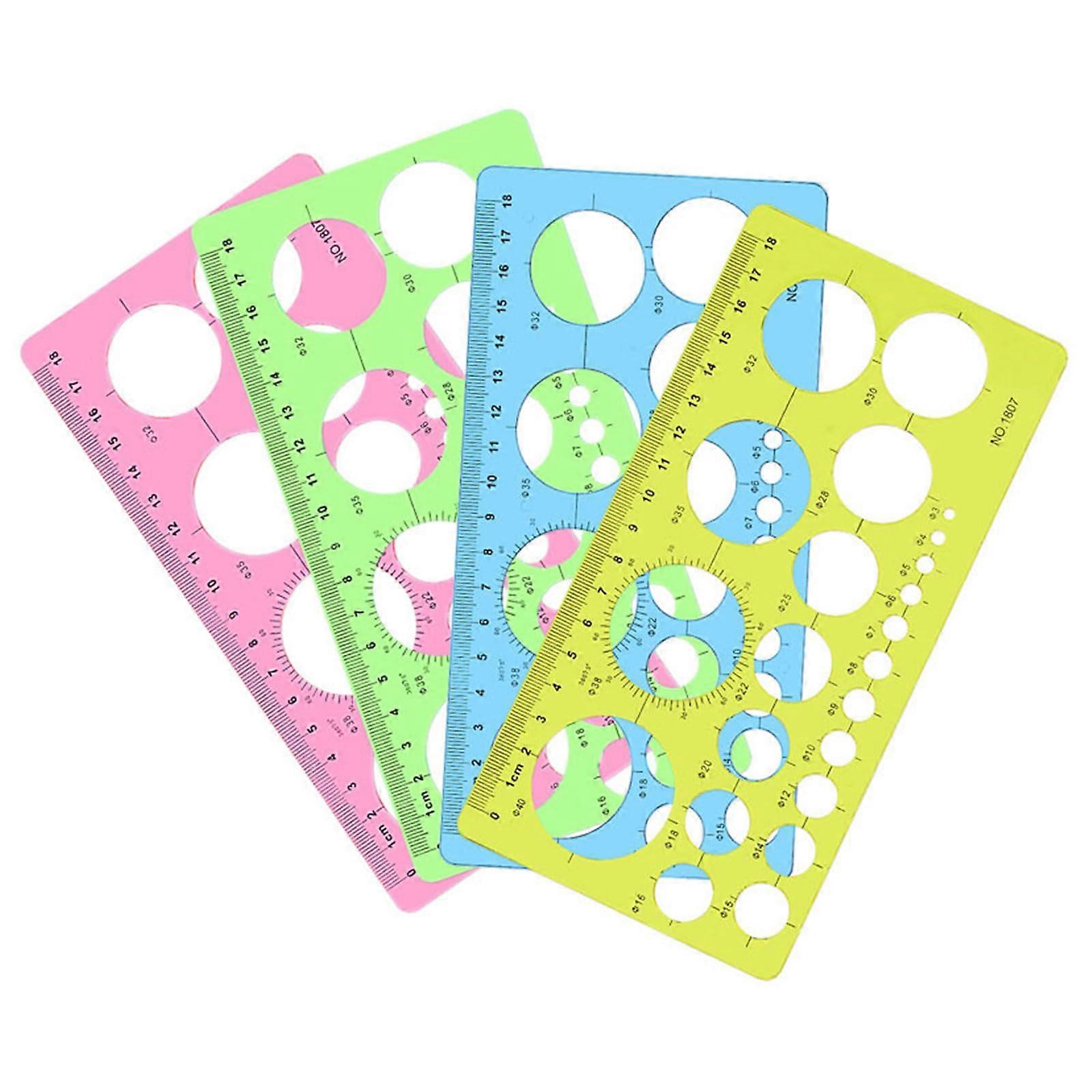 Circle Ruler Set for Drawing, Geometric Stencils, Multifunctional Measuring Tool, Combination Design, 2 Sizes