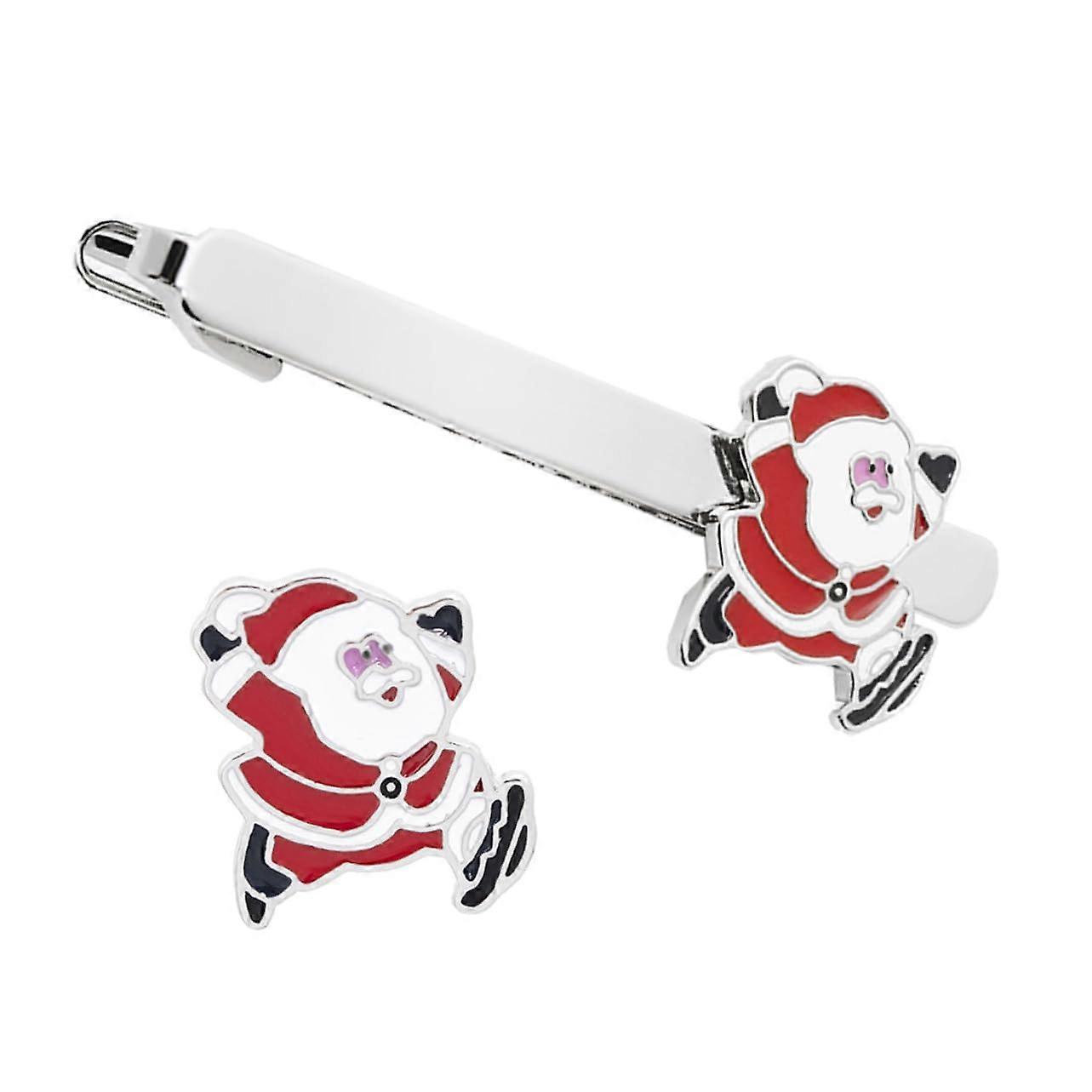 2 Stück Krawattenklammern Weihnachtsmann Design Robuste Herren Krawattennadeln Für Feste Partys Und Weihnachtsfeiern