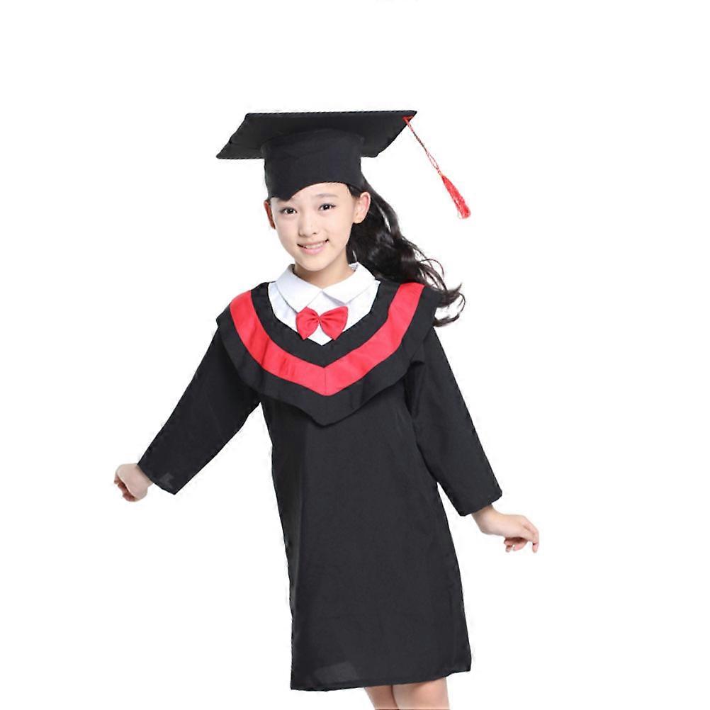 Black Kids Graduation Gown and Tassel Set Made of Comfortable Cloth for School Celebration Fashion Academic Design