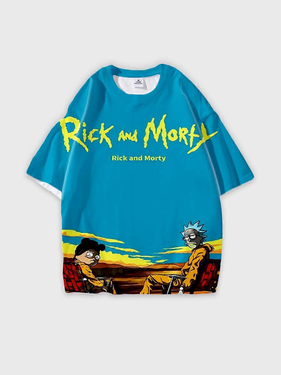 T-shirt round neck Animation Character Pattern loose short sleeve E1029