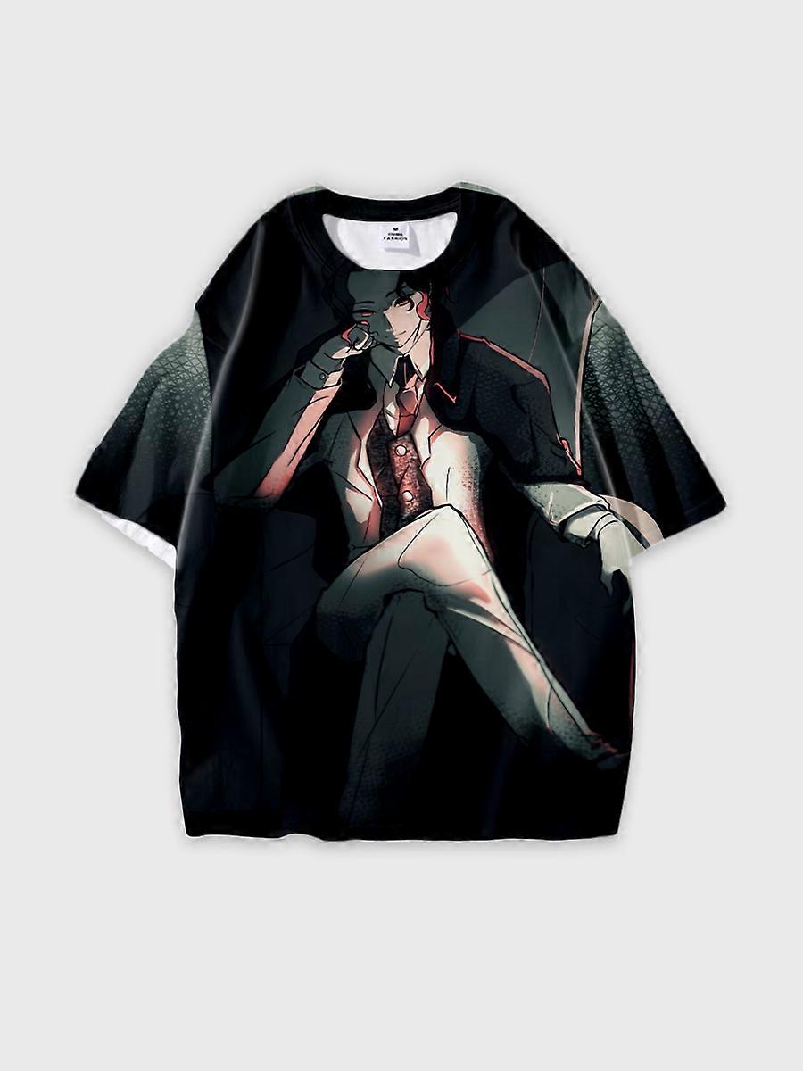 T-shirt round neck Character Pattern loose short sleeve P663