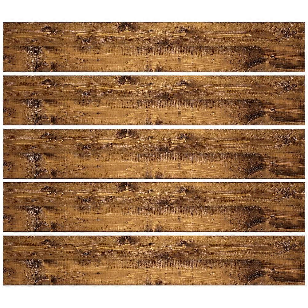 Coffee PVC Peel and Stick Floor Tiles with Wood Grain Pattern for Home Decor 5 Pcs