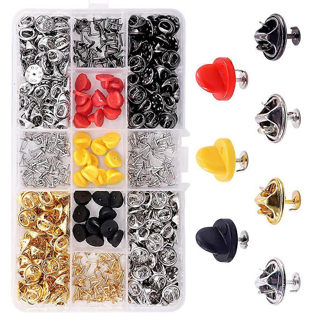 430pcs Rubber Metal Pin Backs for Lapel Brooch Tie Safety Fastenings