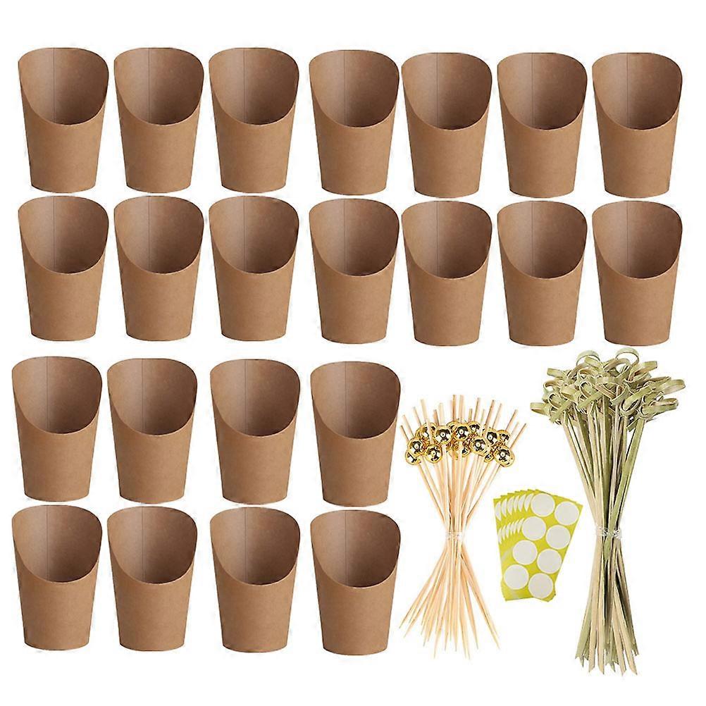 Charcuterie Cups with Sticks Kraft Paper French Fry Holder for Party and Home Use Assorted Color