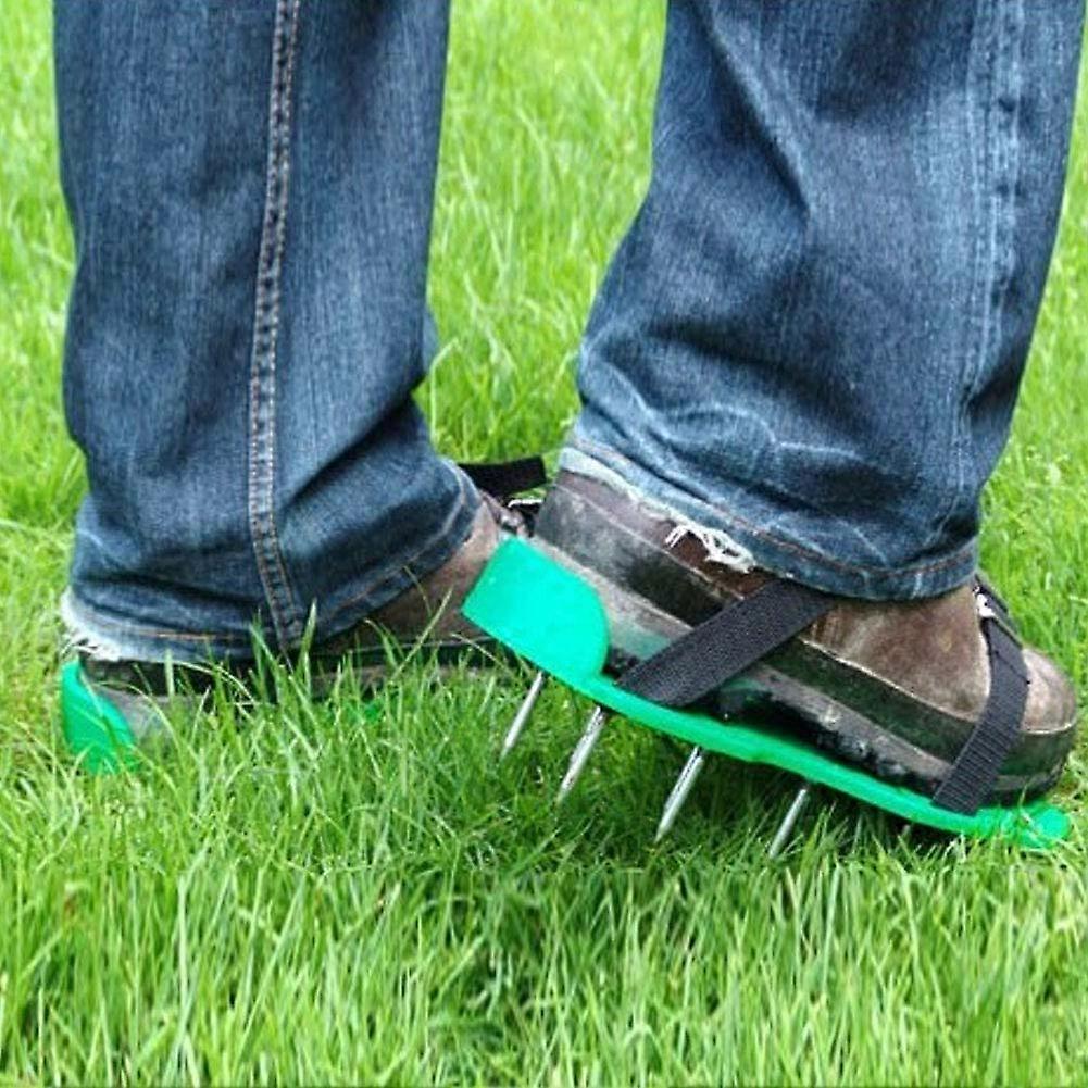 Robust lawn aerator shoes with PP plastic and solid iron spikes for easy aeration Ref: 7403