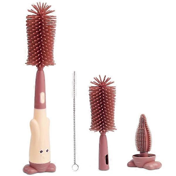 1 Set Red 3-in-1 Bottle and Nipple Cleaning Brushes