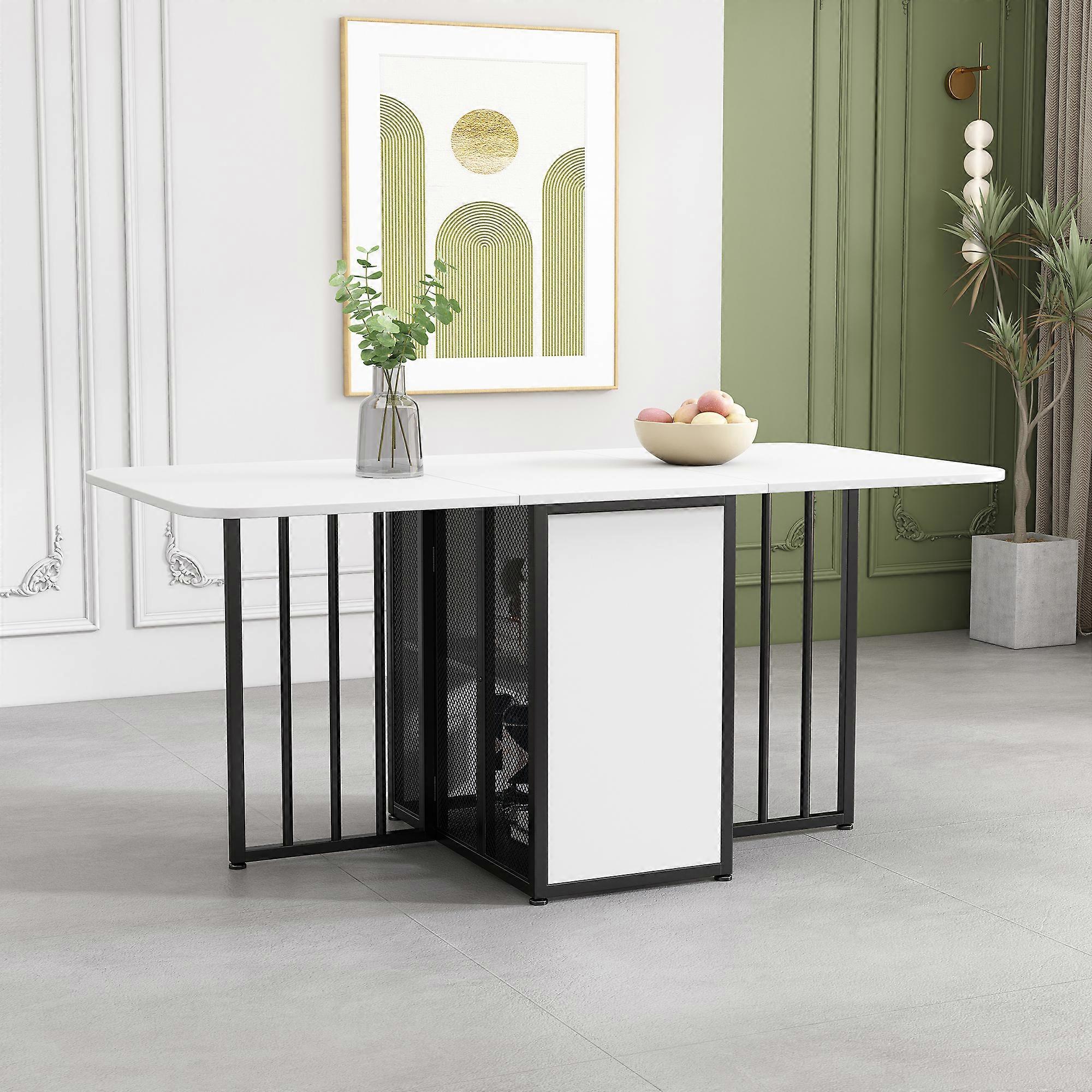 kashemano foldable Table， 3-form conversion, white tabletop，black table legs.  L160CM * W70CM * H75CM