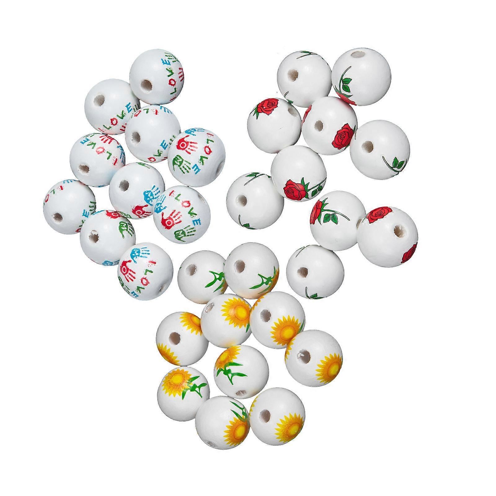 DIY Wood Beads for Jewelry Making Safe Durable Assorted Color Smooth Surface 30pcs
