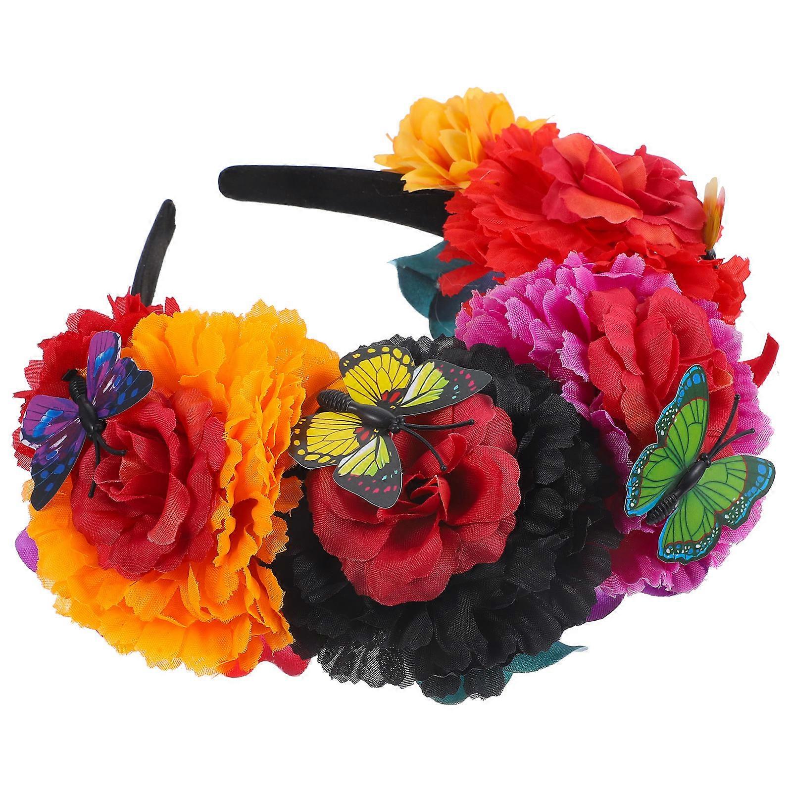Mexican Flower Headband: Flower Crown Women Fiesta Headbands Day Of The Dead Headband Floral Headband - Party Cosplay Headdress