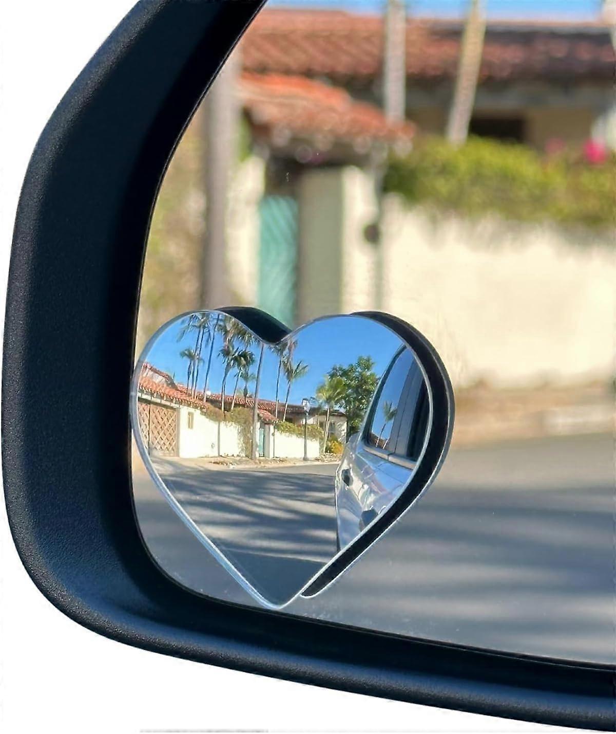 Heart Shaped Blind Spot Mirrors, Frameless 360 Adjustable Convex Mirror, Universal for Cars SUVs (1 Pair)