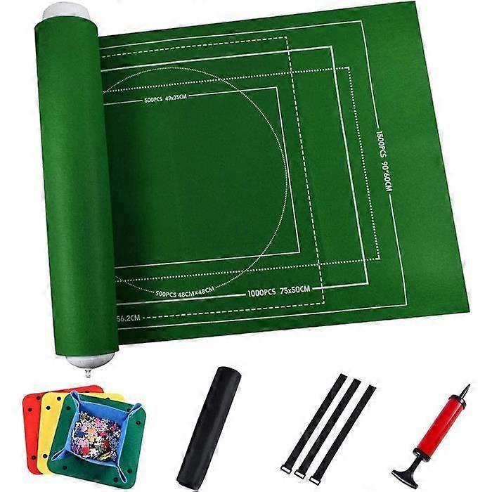 Puzzle Mat - ZGEER - Portable Felt Puzzle Roll Mat - Green