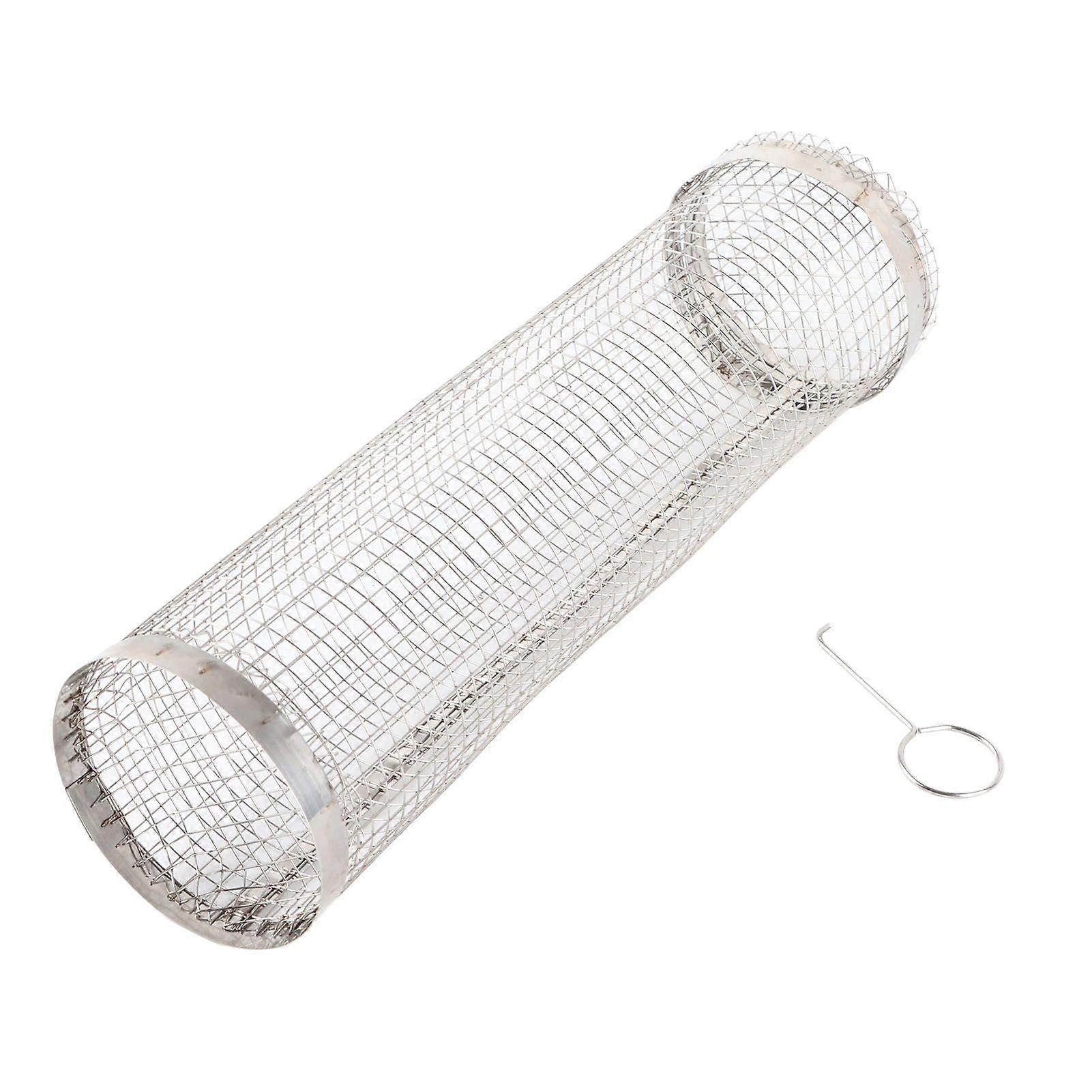 Rotisserie Basket Grill Accessory Stainless Steel Universal Rotisserie Crisping Basket with Hook for BBQ French Fries 30cm/11.8in