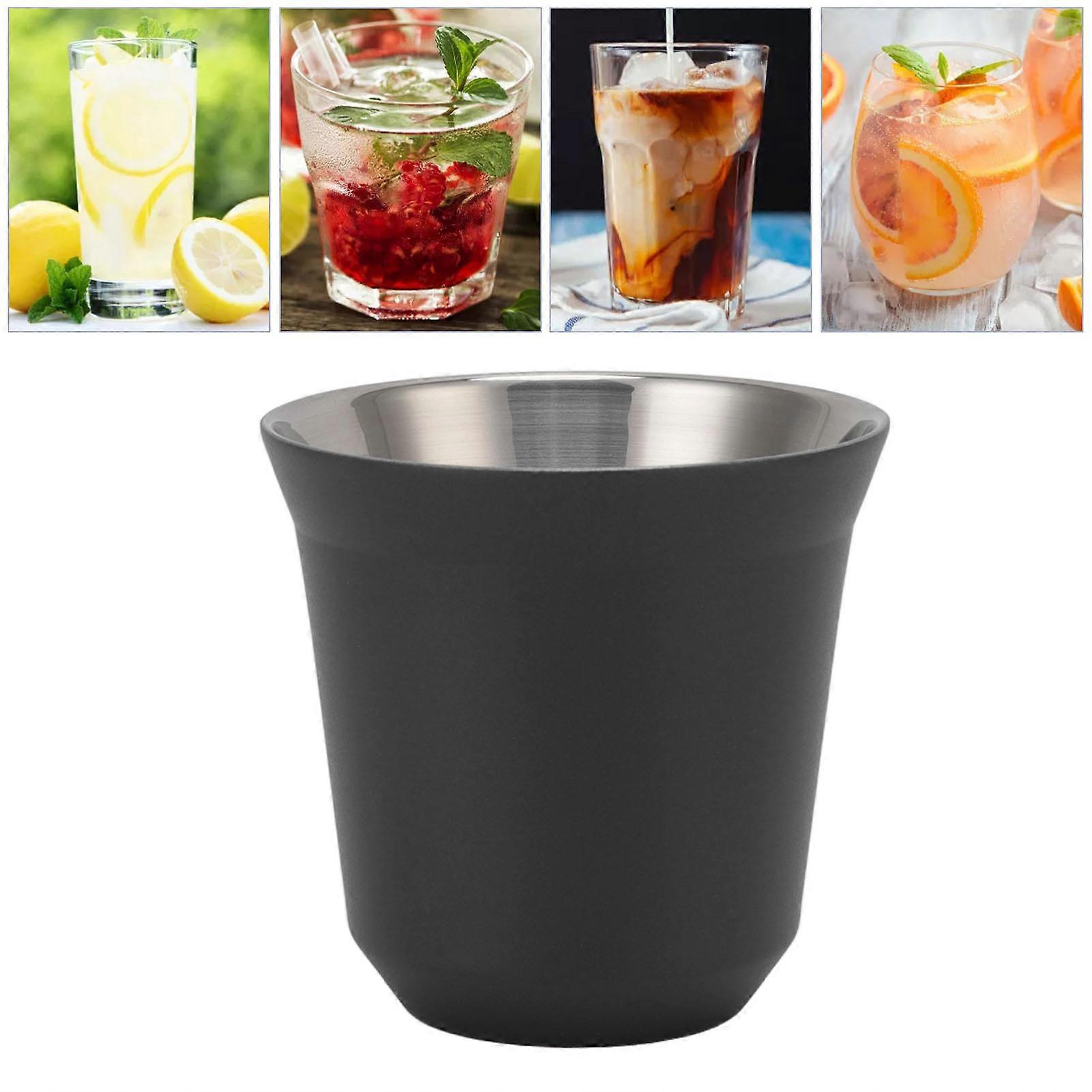 Tasse à café isolée à double paroi en acier inoxydable 304 80ml Noir