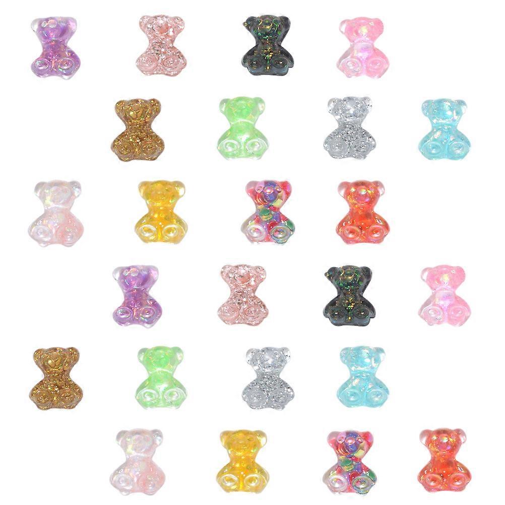 Assorteret farve harpiks bjørn charme til neglekunst 100stk perfekt til DIY smykker håndværk og gaver