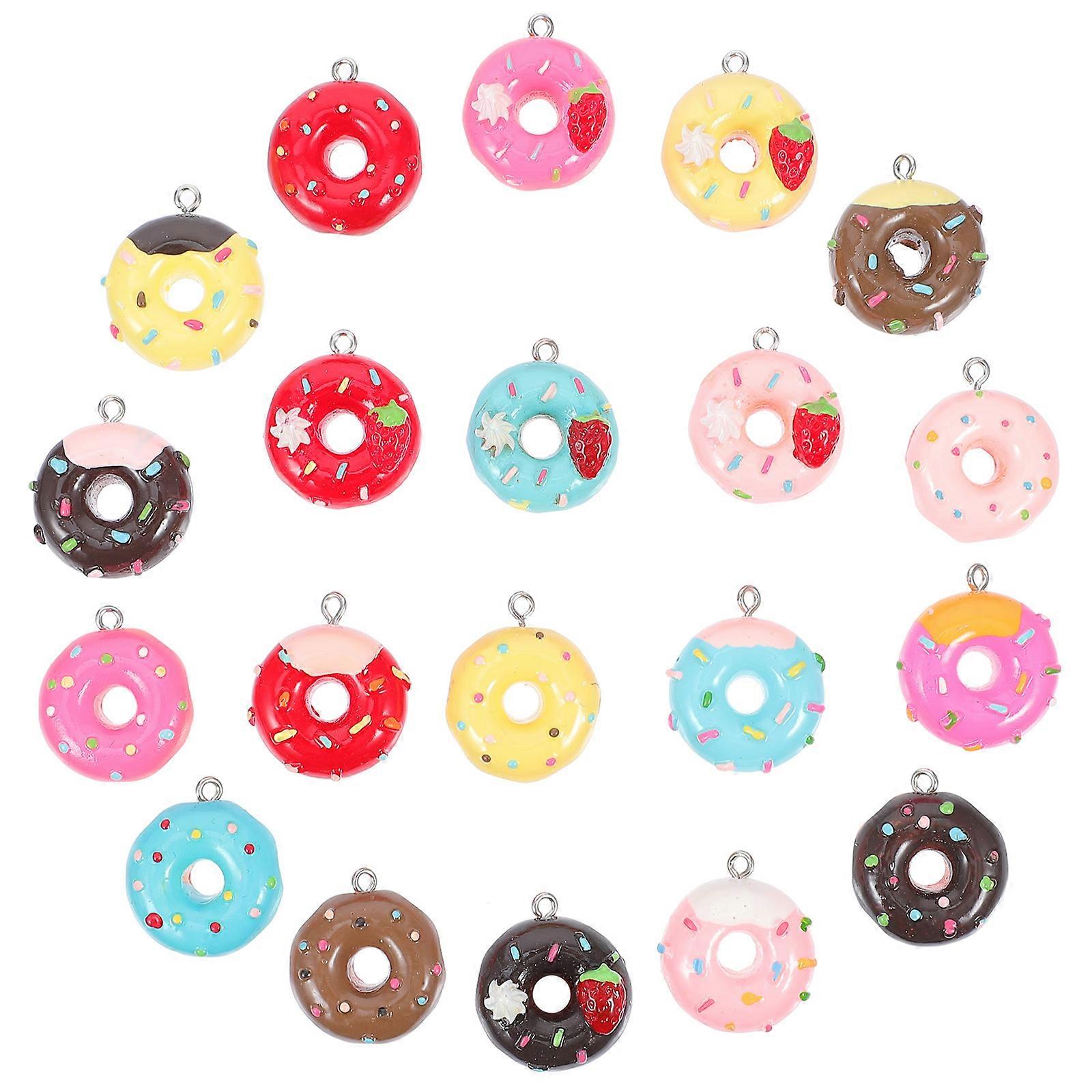 Assorted Color Donut Shaped Jewelry Making Supplies For Women 2X2.4Cm DIY Projects 20Pack