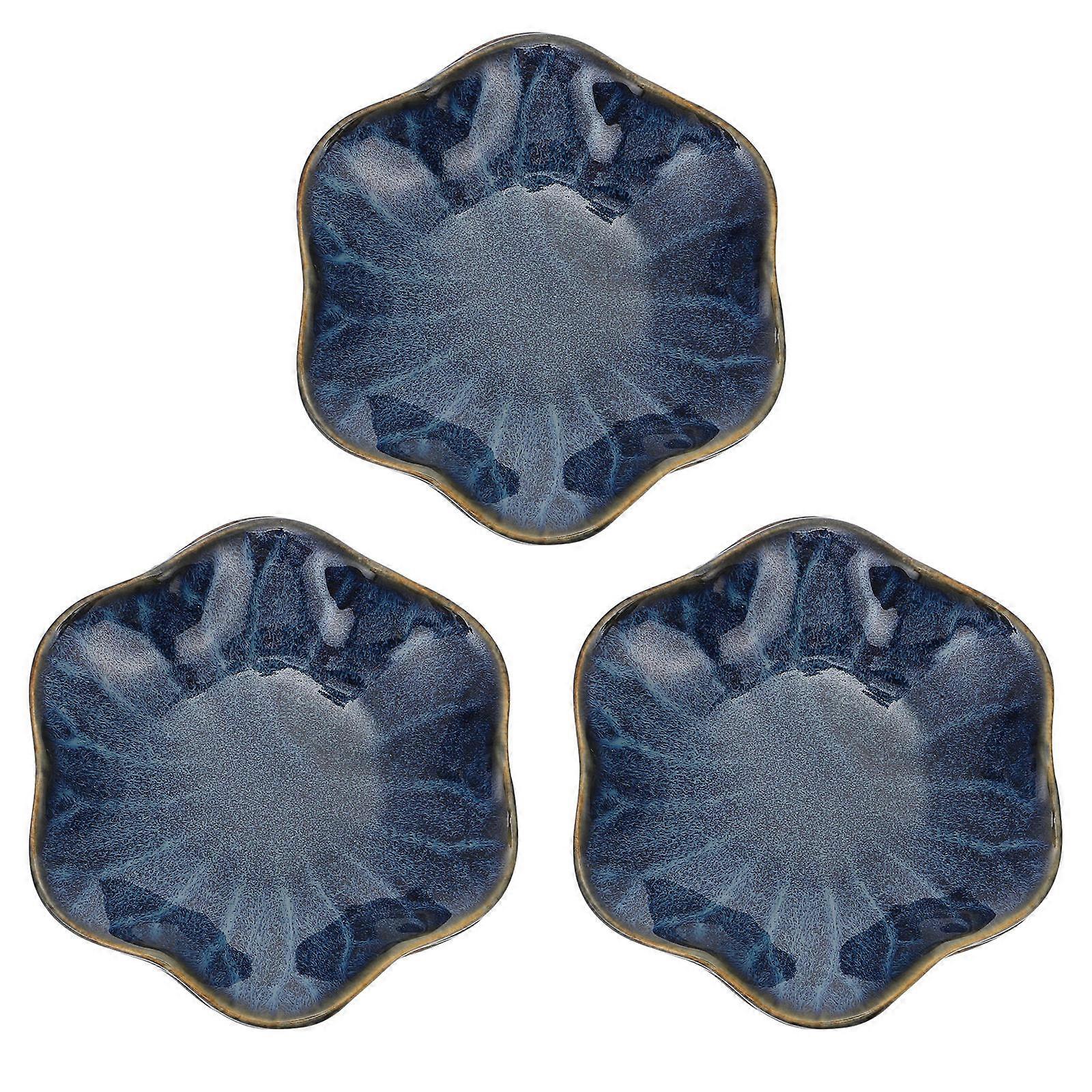 Sushi Dipping Sauce Dishes 3Pcs High-End Design Shape Blue Color Ideal For Table Decorations Dining Table Use